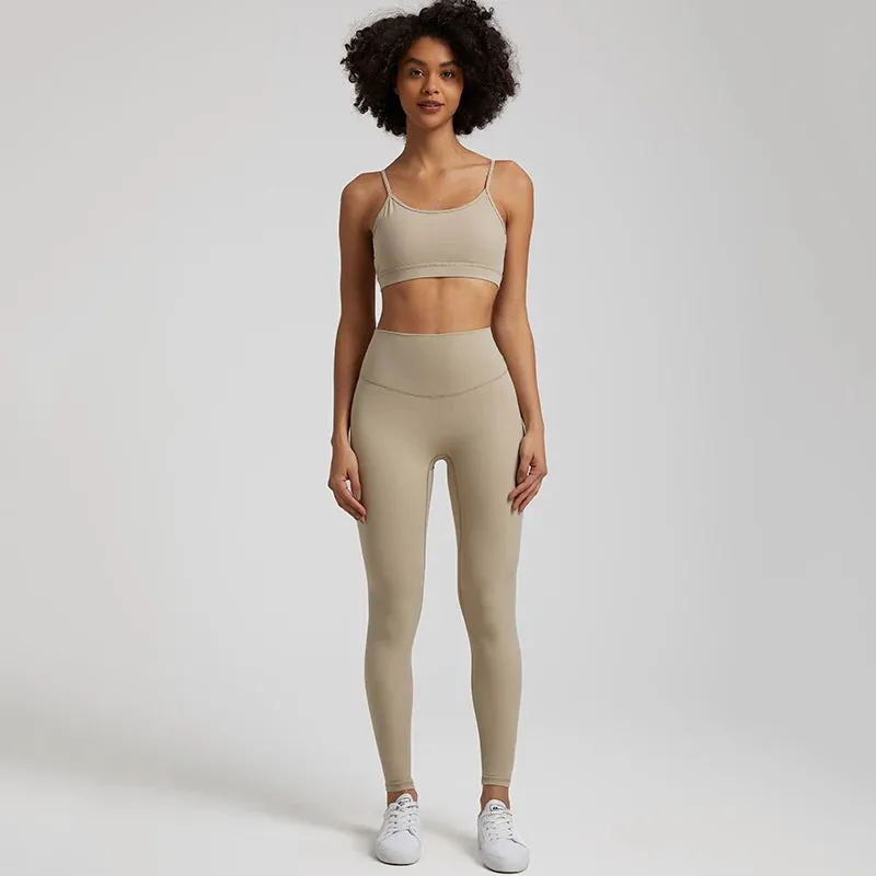 2-Piece Yoga Set for Women - Backless Sports Bra and High Waist Gym Leggings