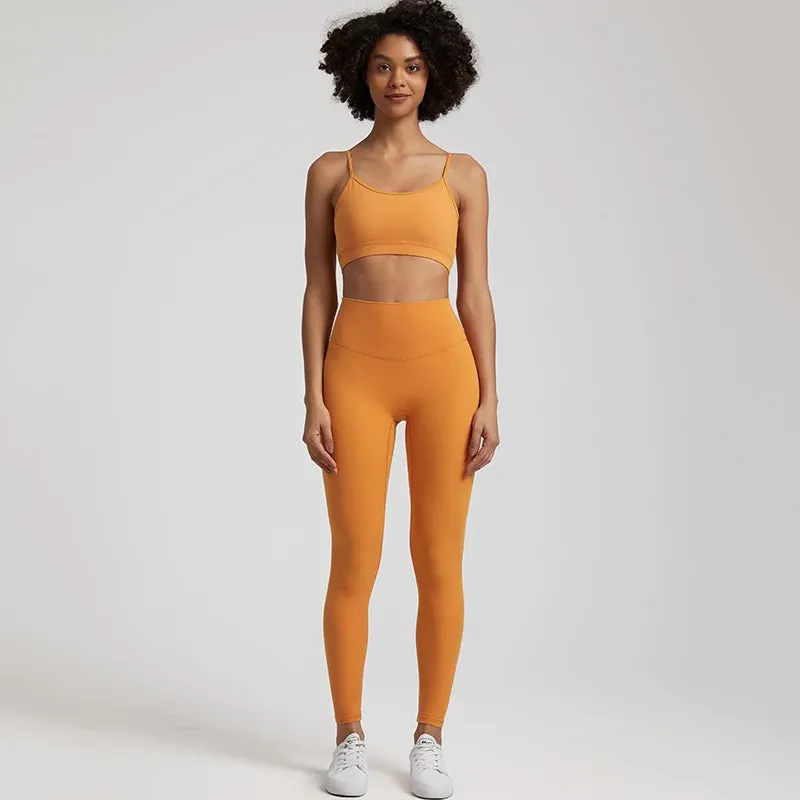 2-Piece Yoga Set for Women - Backless Sports Bra and High Waist Gym Leggings