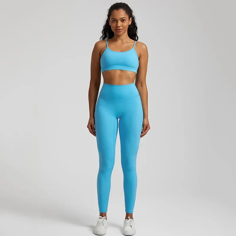 2-Piece Yoga Set for Women - Backless Sports Bra and High Waist Gym Leggings