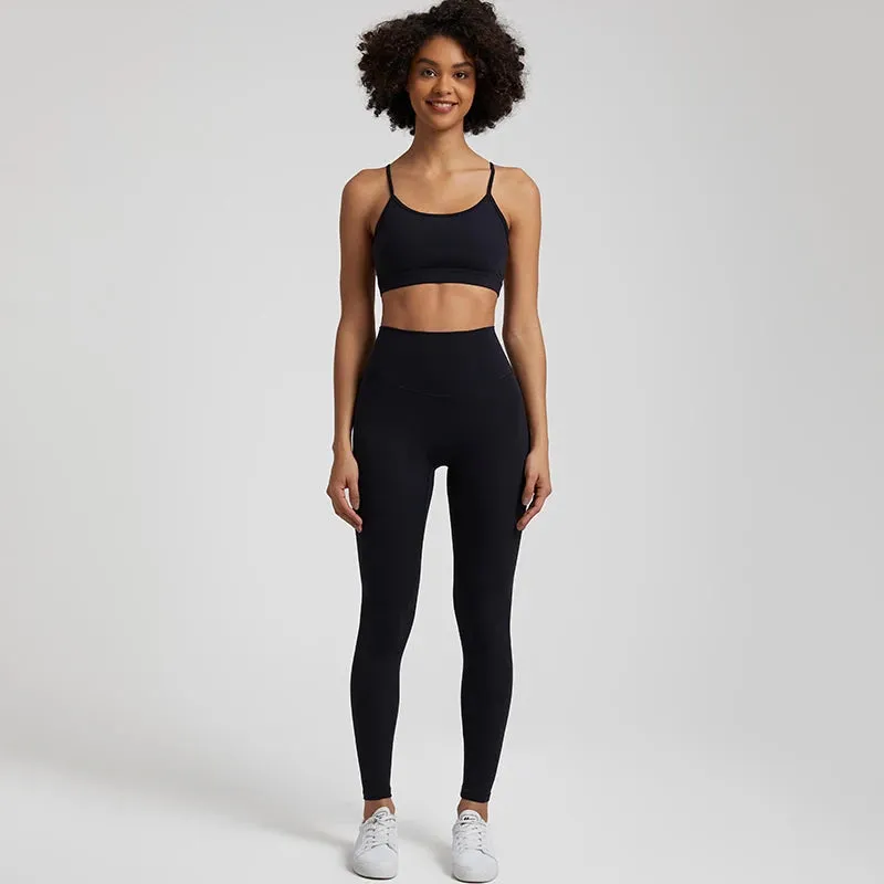 2-Piece Yoga Set for Women - Backless Sports Bra and High Waist Gym Leggings