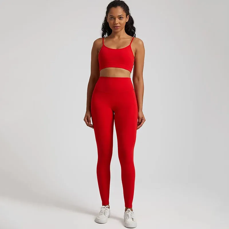 2-Piece Yoga Set for Women - Backless Sports Bra and High Waist Gym Leggings
