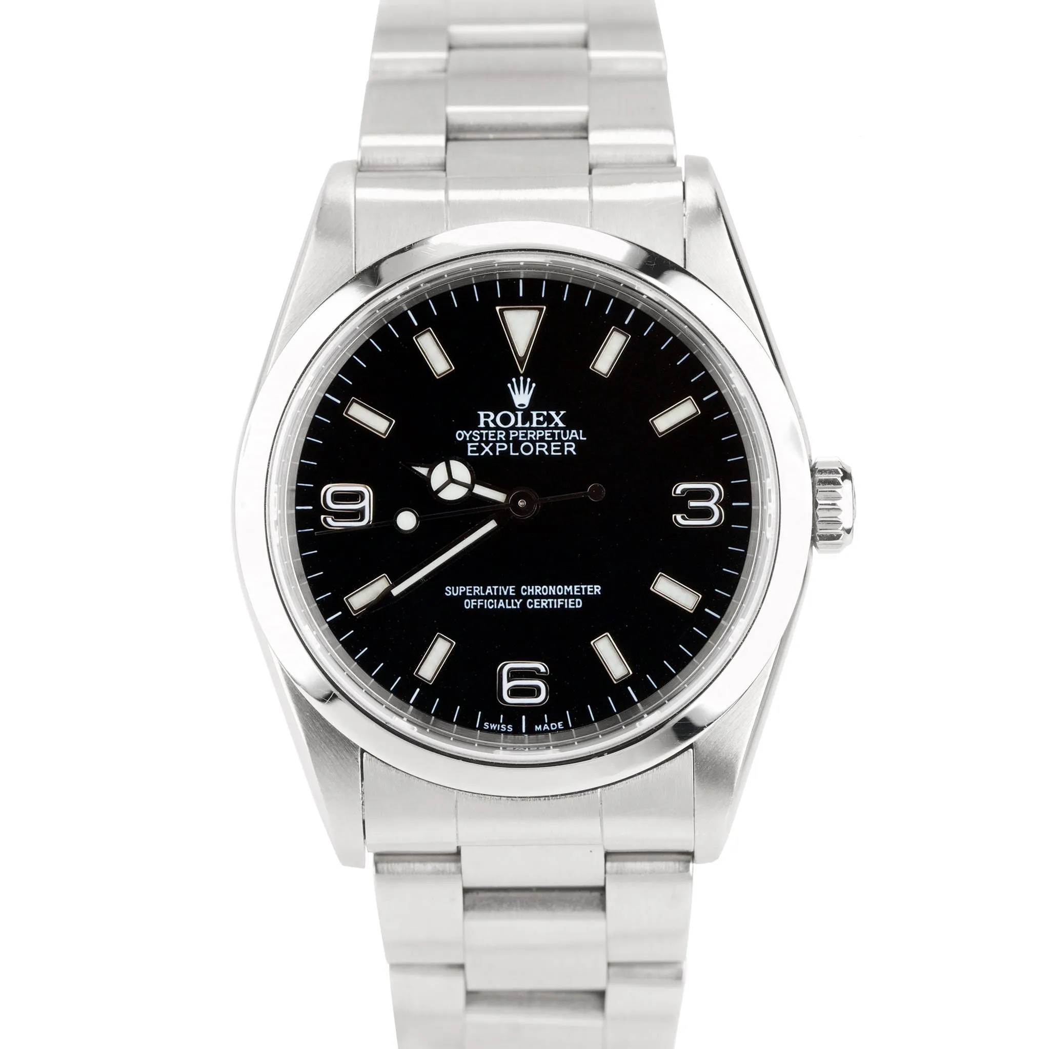 2000 Rolex Explorer I Black 36mm A SERIAL Stainless Automatic Oyster Watch 14270