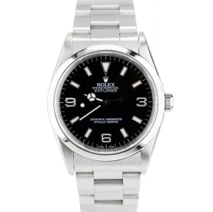 2000 Rolex Explorer I Black 36mm A SERIAL Stainless Automatic Oyster Watch 14270