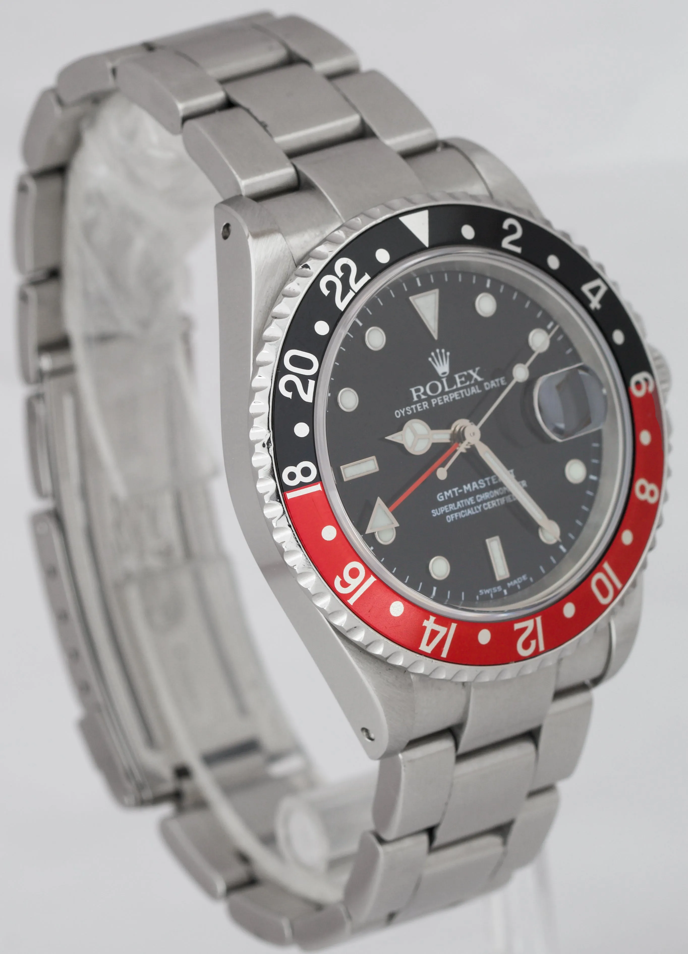 2000 Rolex GMT-Master II P-SERIAL 40mm Stainless Steel Coke Red Watch 16710