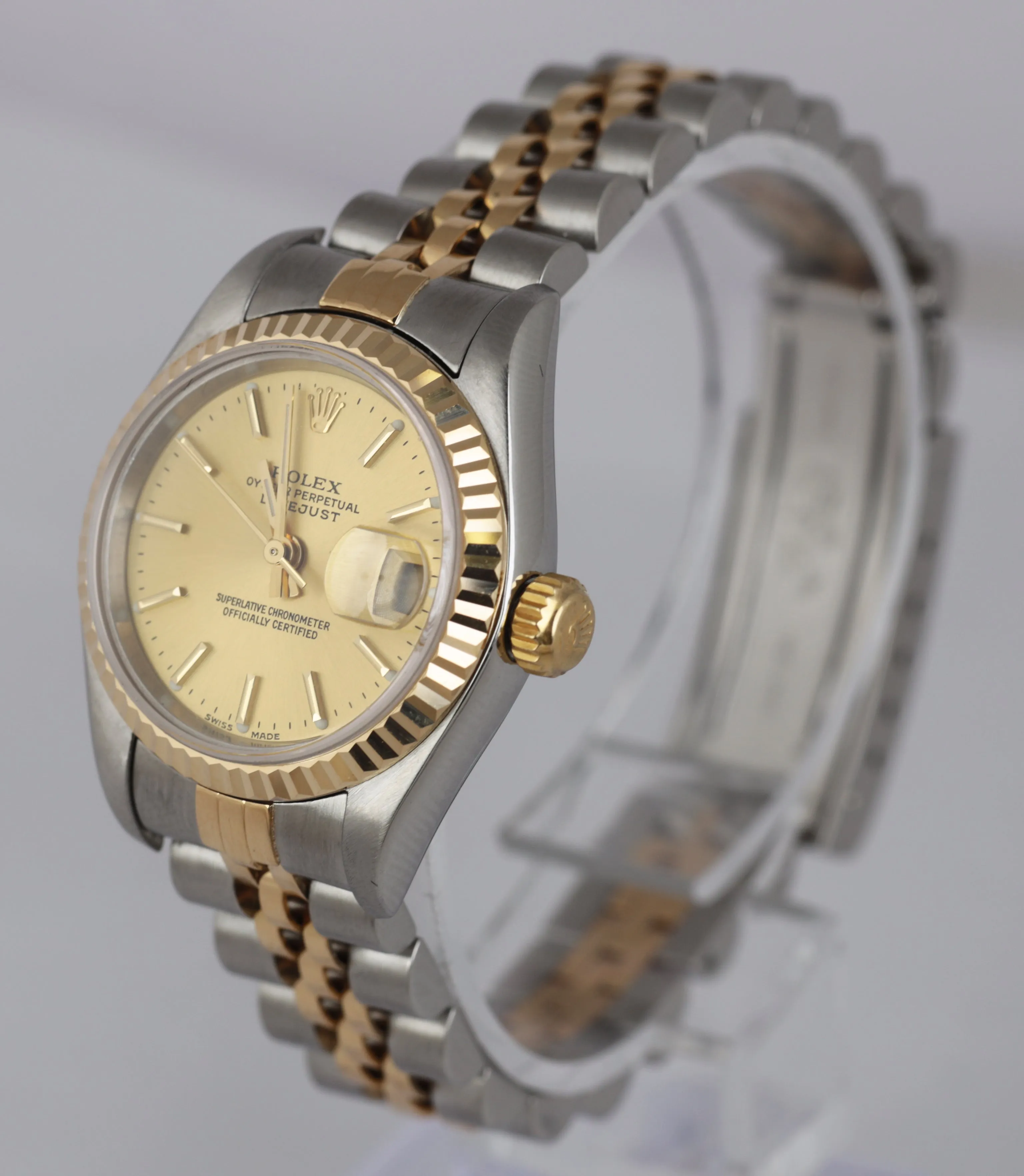 2001 Ladies Rolex DateJust 79173 18K Gold 26mm Champagne Two-Tone Jubilee Stick
