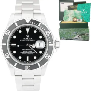 2001 UNPOLISHED FULL SET Rolex Submariner Date SEL Stainless Steel Watch 16610