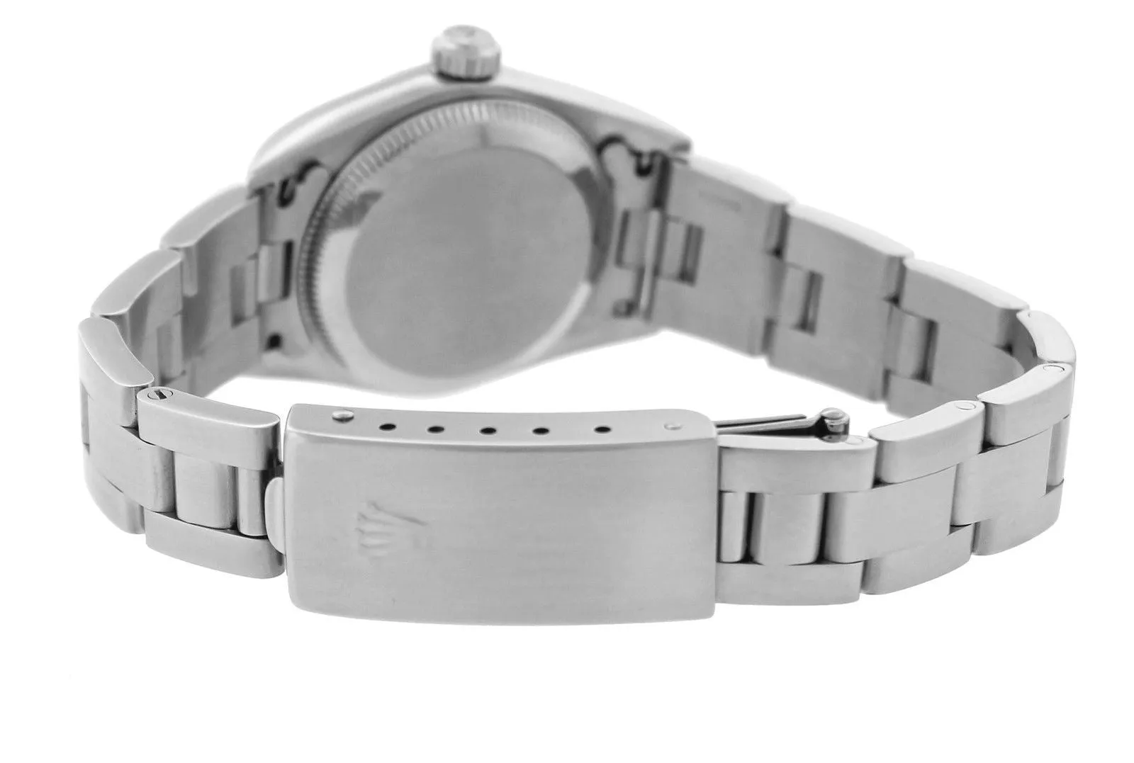 2002 Ladies Rolex Oyster Perpetual Arabic 24mm Stainless Salmon Pink 76080 Watch