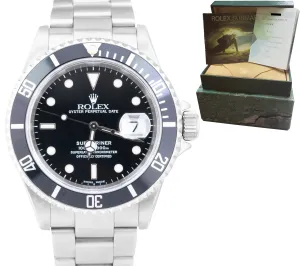 2002 Rolex Submariner Date Stainless Steel Pre-Ceramic Automatic Watch 16610 B P