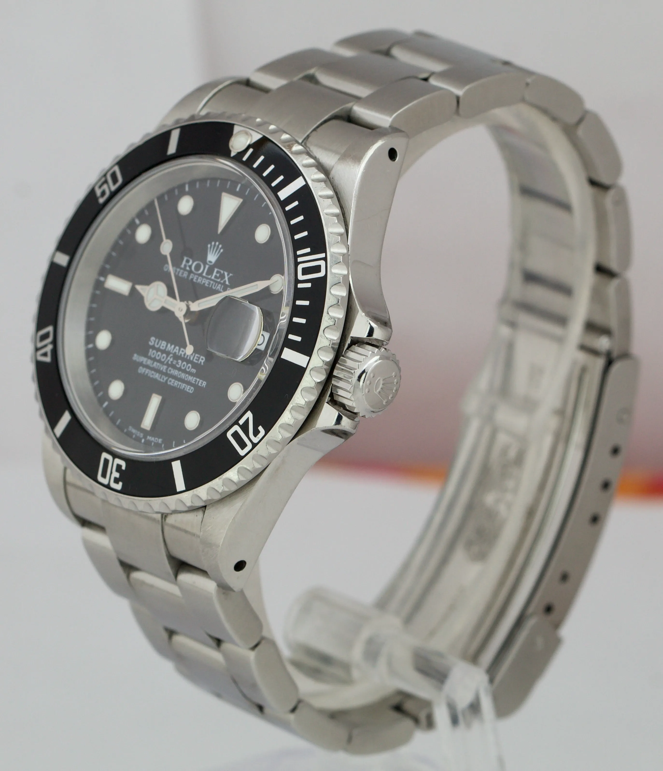 2002 UNPOLISHED Rolex Submariner Date 16610 40mm Black Stainless SEL Watch B P