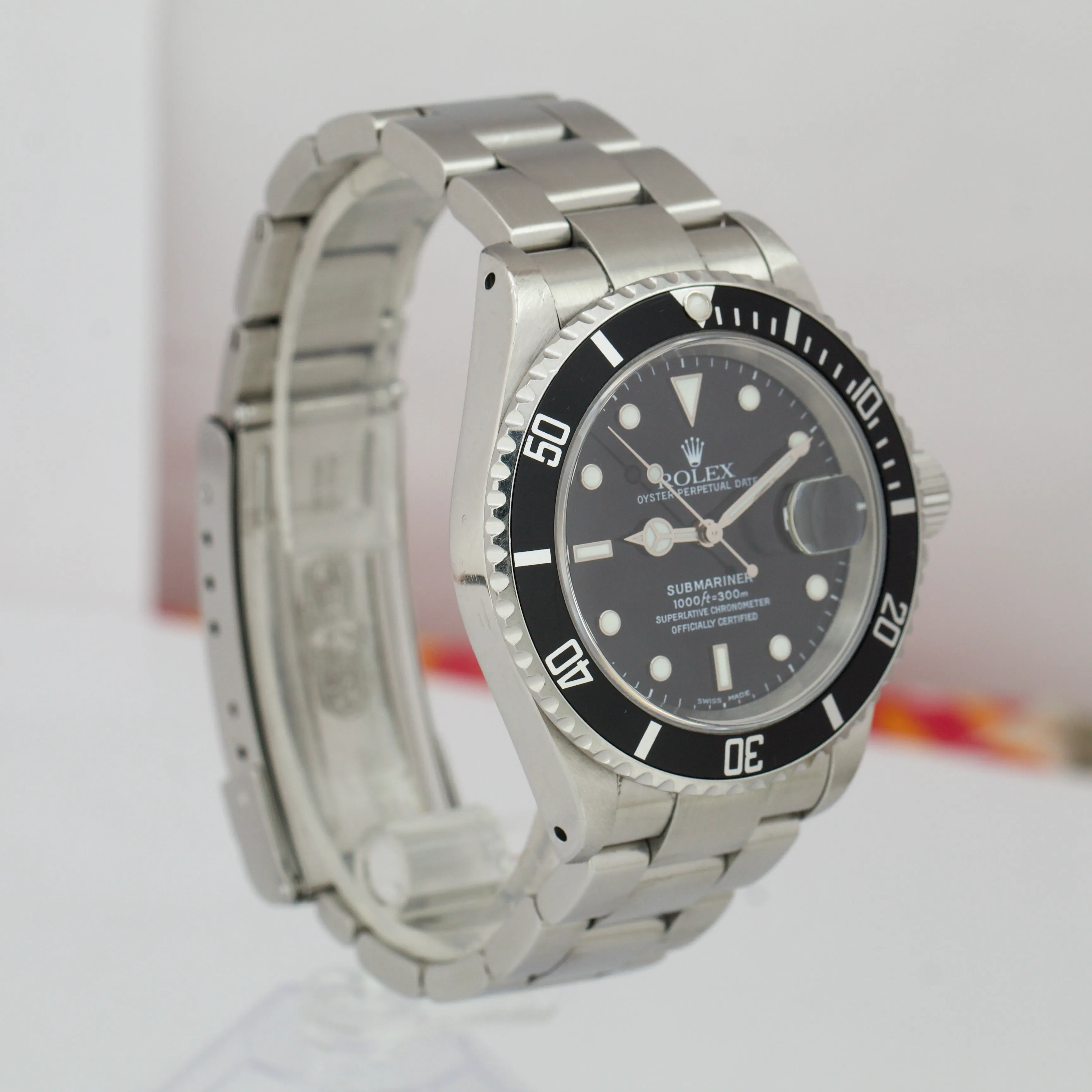 2002 UNPOLISHED Rolex Submariner Date 16610 40mm Black Stainless SEL Watch B P
