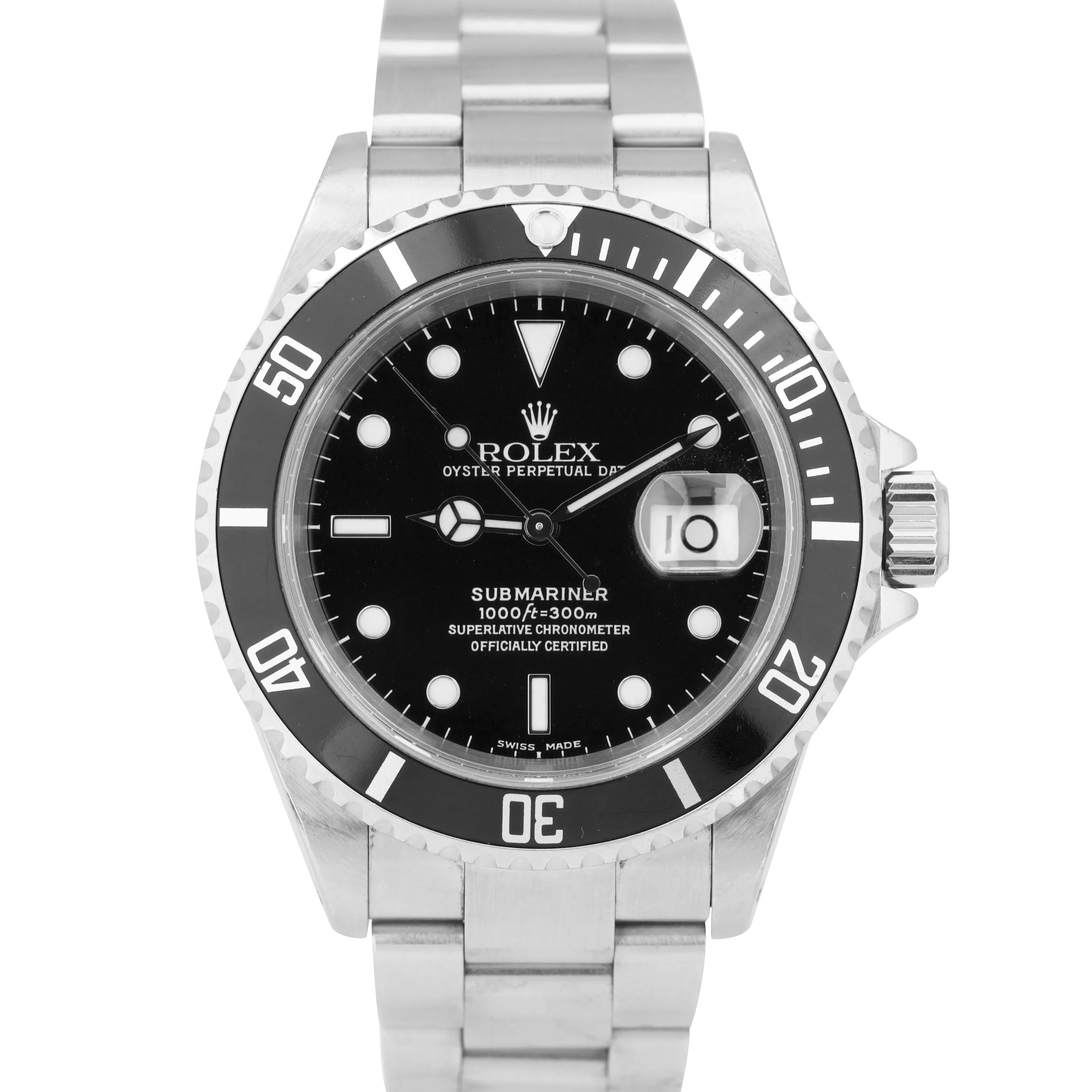 2002 UNPOLISHED Rolex Submariner Date 16610 40mm Black Stainless SEL Watch B P