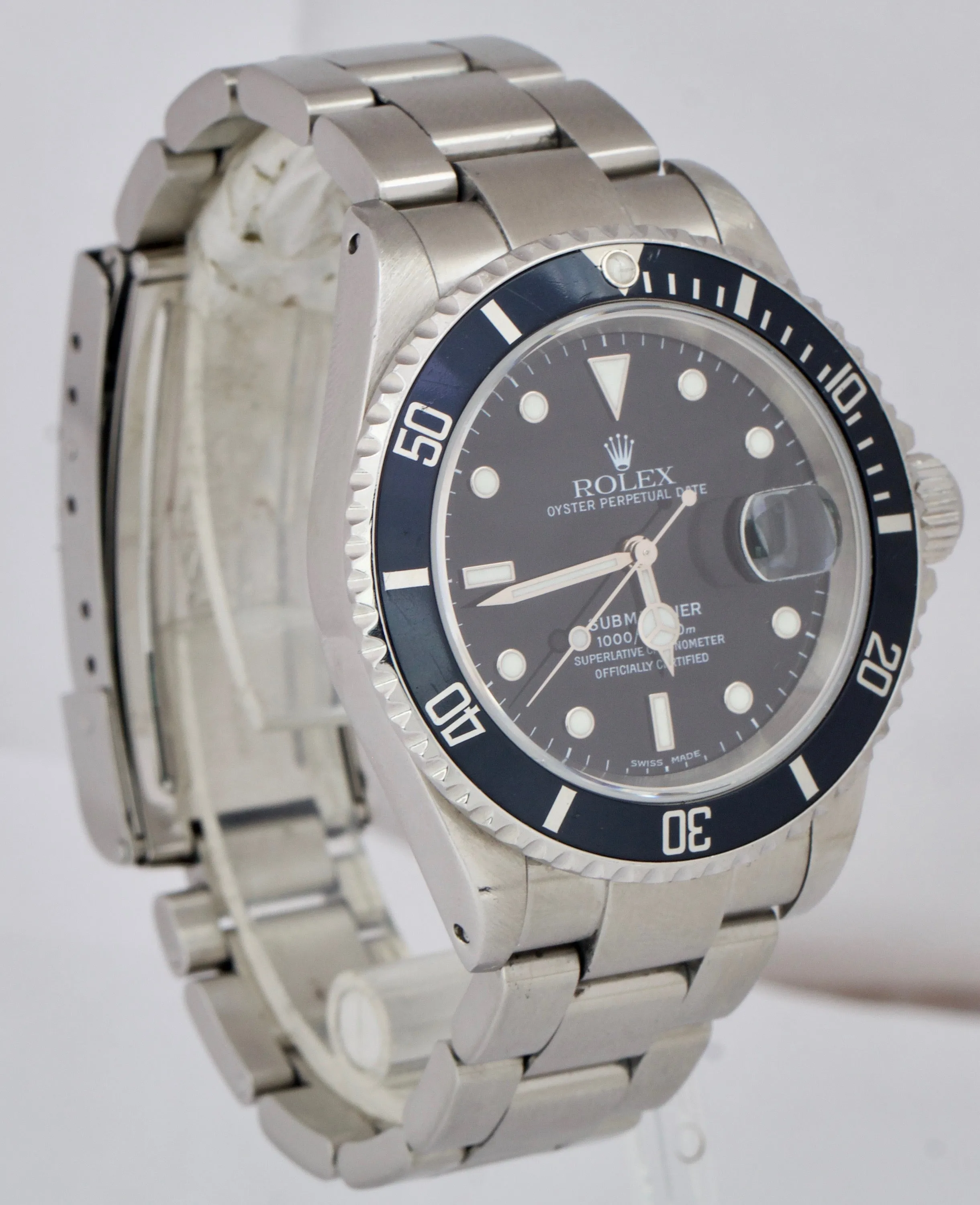 2003 Men's Rolex Submariner Date 16610 40mm Black Stainless Steel SEL Watch B P