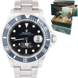 2003 Men's Rolex Submariner Date 16610 40mm Black Stainless Steel SEL Watch B P