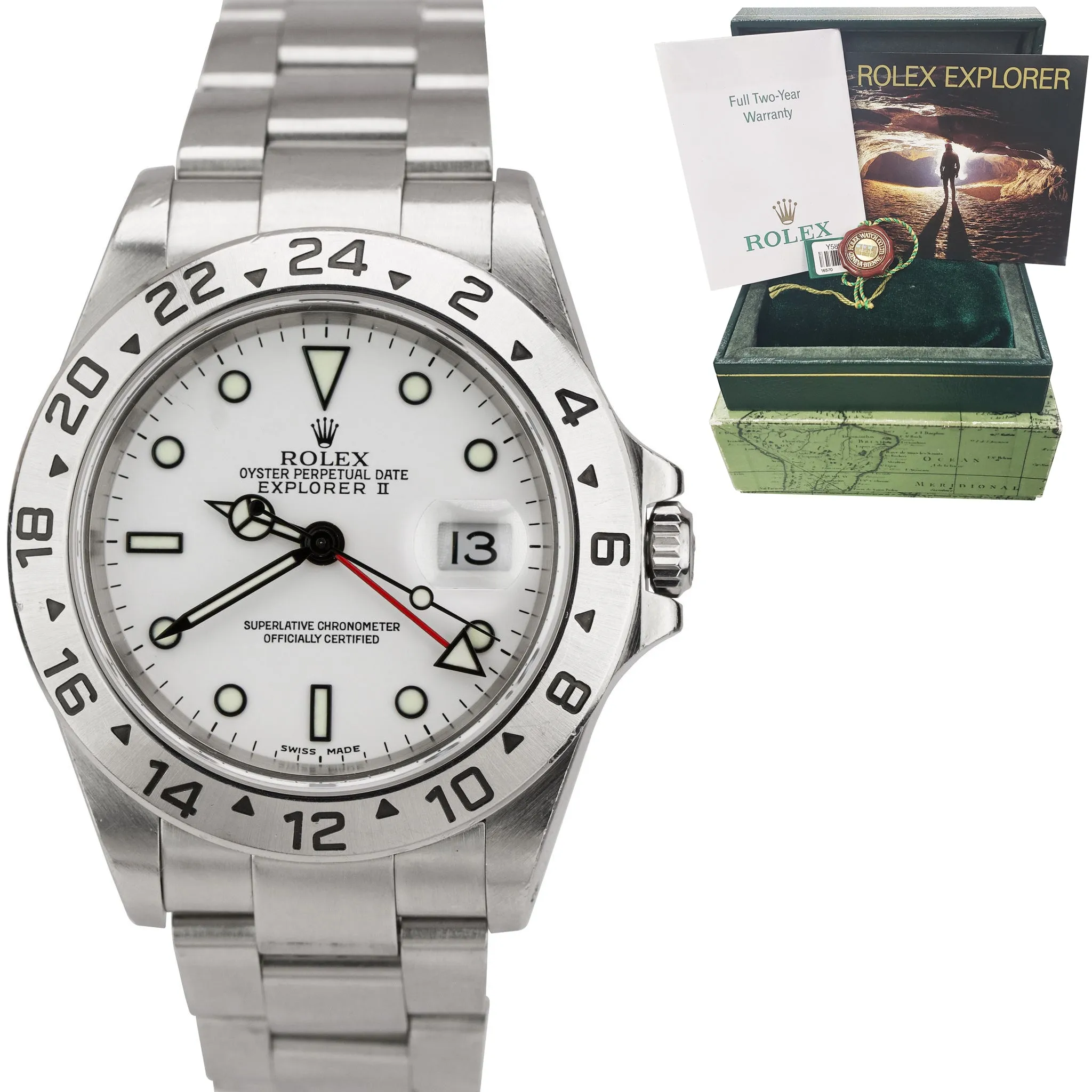 2003 Rolex Explorer II Polar White Stainless Steel 40mm GMT SEL Watch 16570 B P