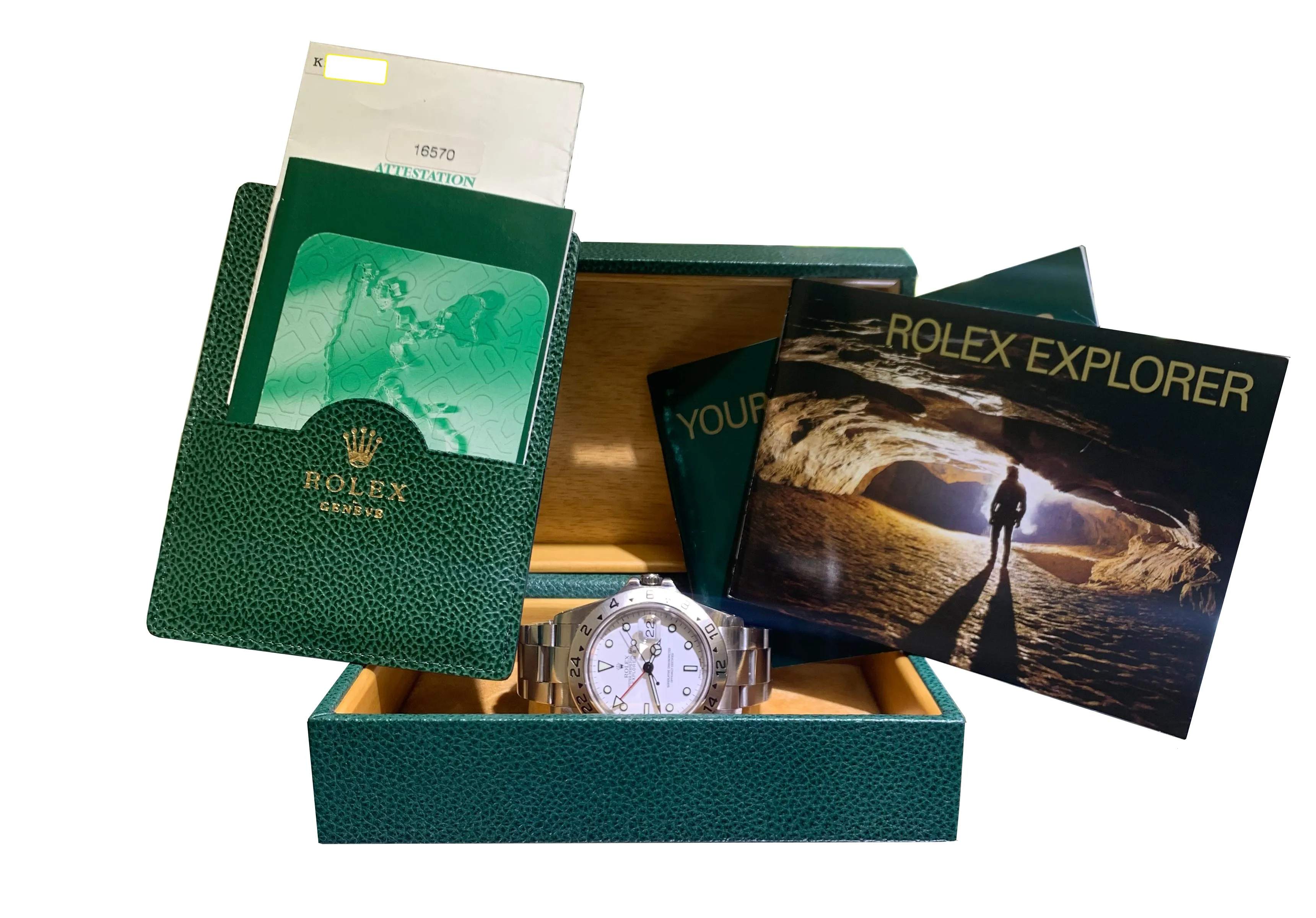 2003 UNPOLISHED Rolex Explorer II PUNCHED PAPERS Polar White GMT SEL 16570 Watch