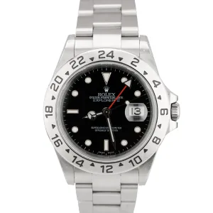 2003 UNPOLISHED Rolex Explorer II SEL LUME Steel Black Date GMT 40mm Watch 16570