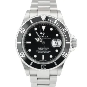2005 Rolex Submariner Date 16610 T NO-HOLES Pre-Ceramic Stainless Steel Watch