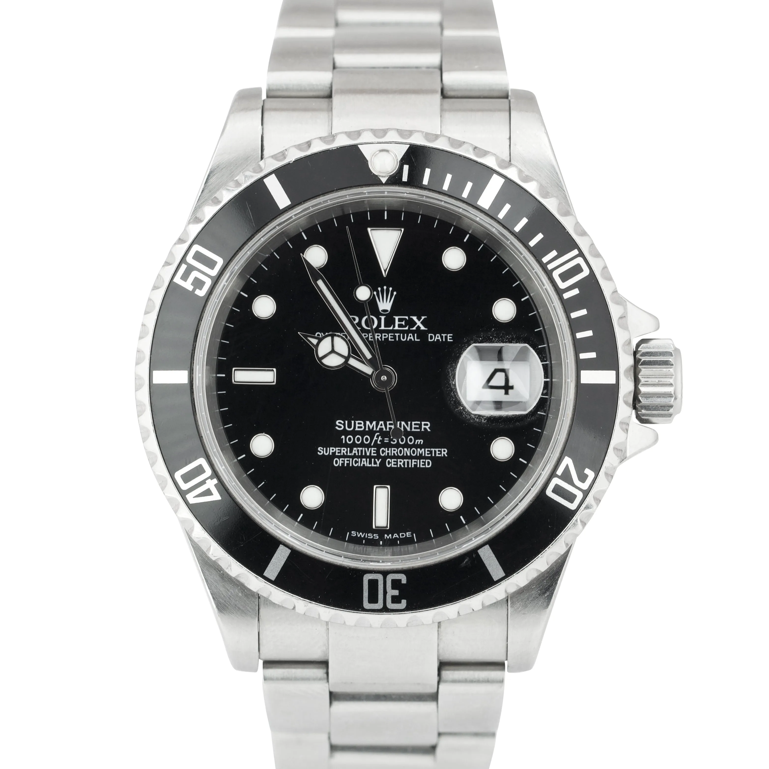 2005 Rolex Submariner Date 16610 T NO-HOLES Pre-Ceramic Stainless Steel Watch