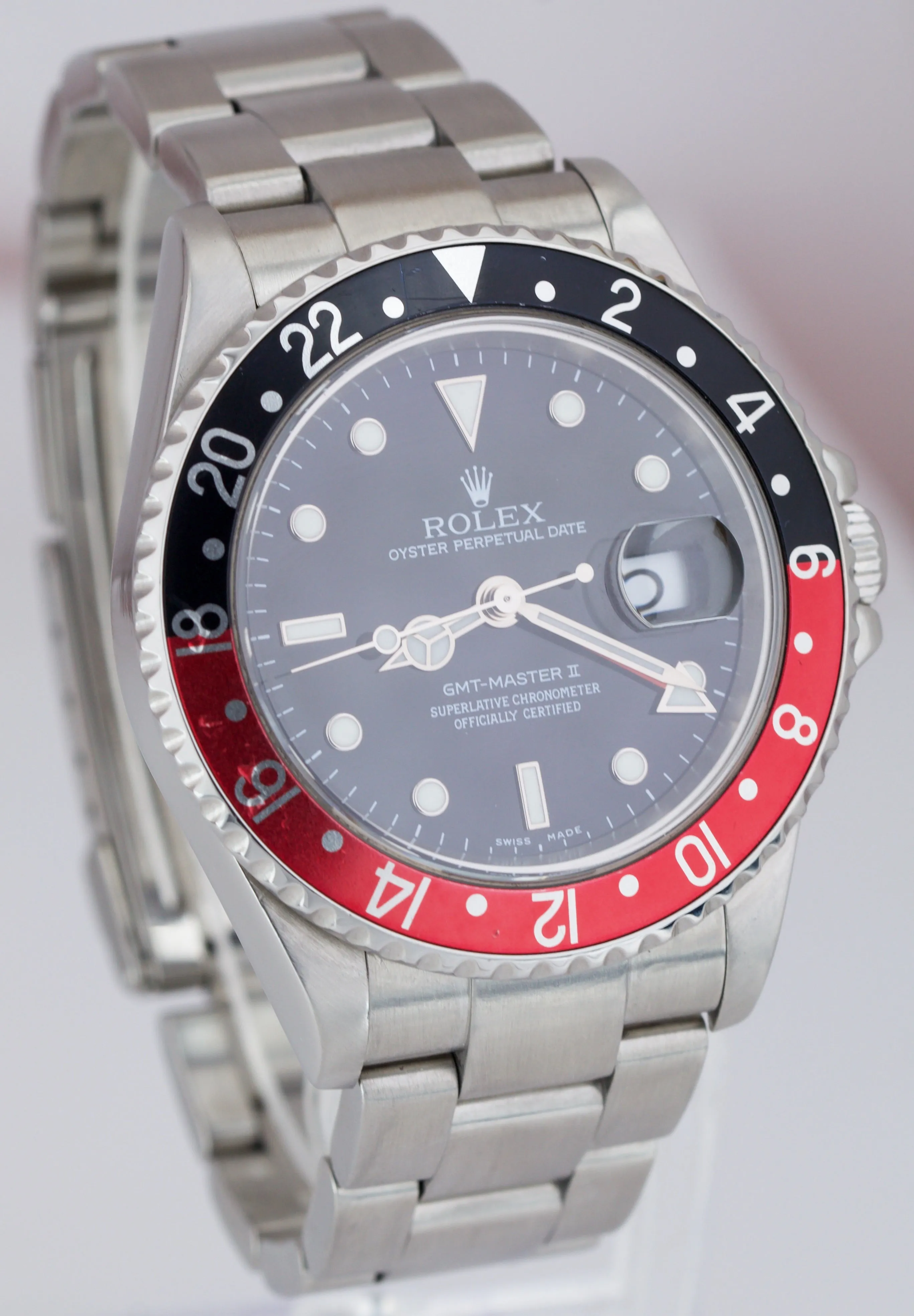 2007 Rolex GMT-Master II 40mm NO-HOLES CASE Red Black COKE BEZEL Watch 16710