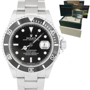 2008 REHAUT Rolex Submariner Date Stainless Pre-Ceramic Watch 16610 BOX PAPERS