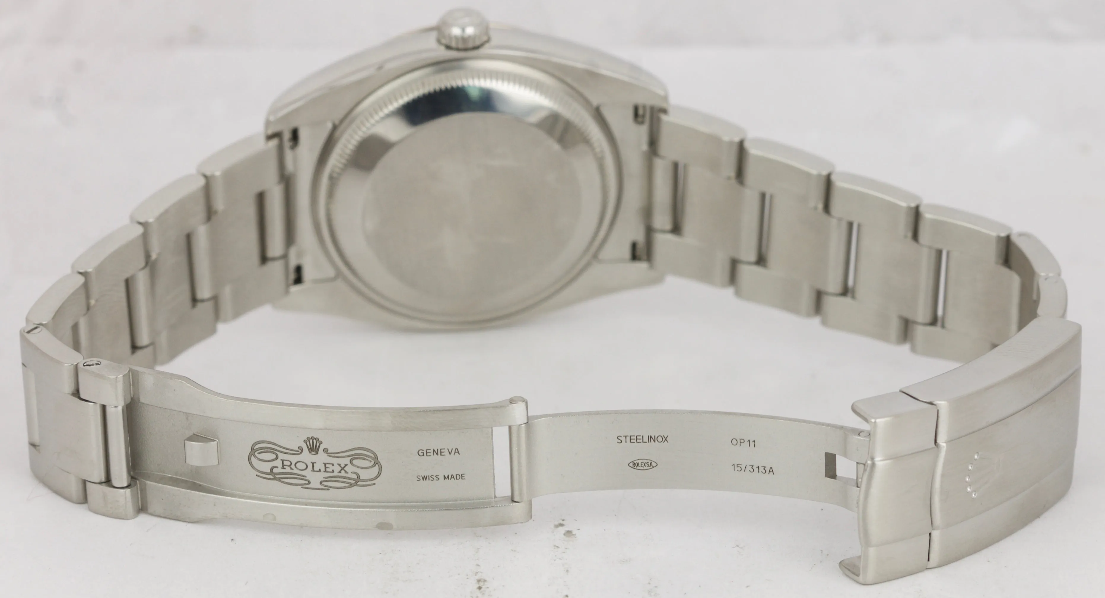 2008 Rolex Air-King Oyster Perpetual Silver Orange Concentric 34mm Watch 114234