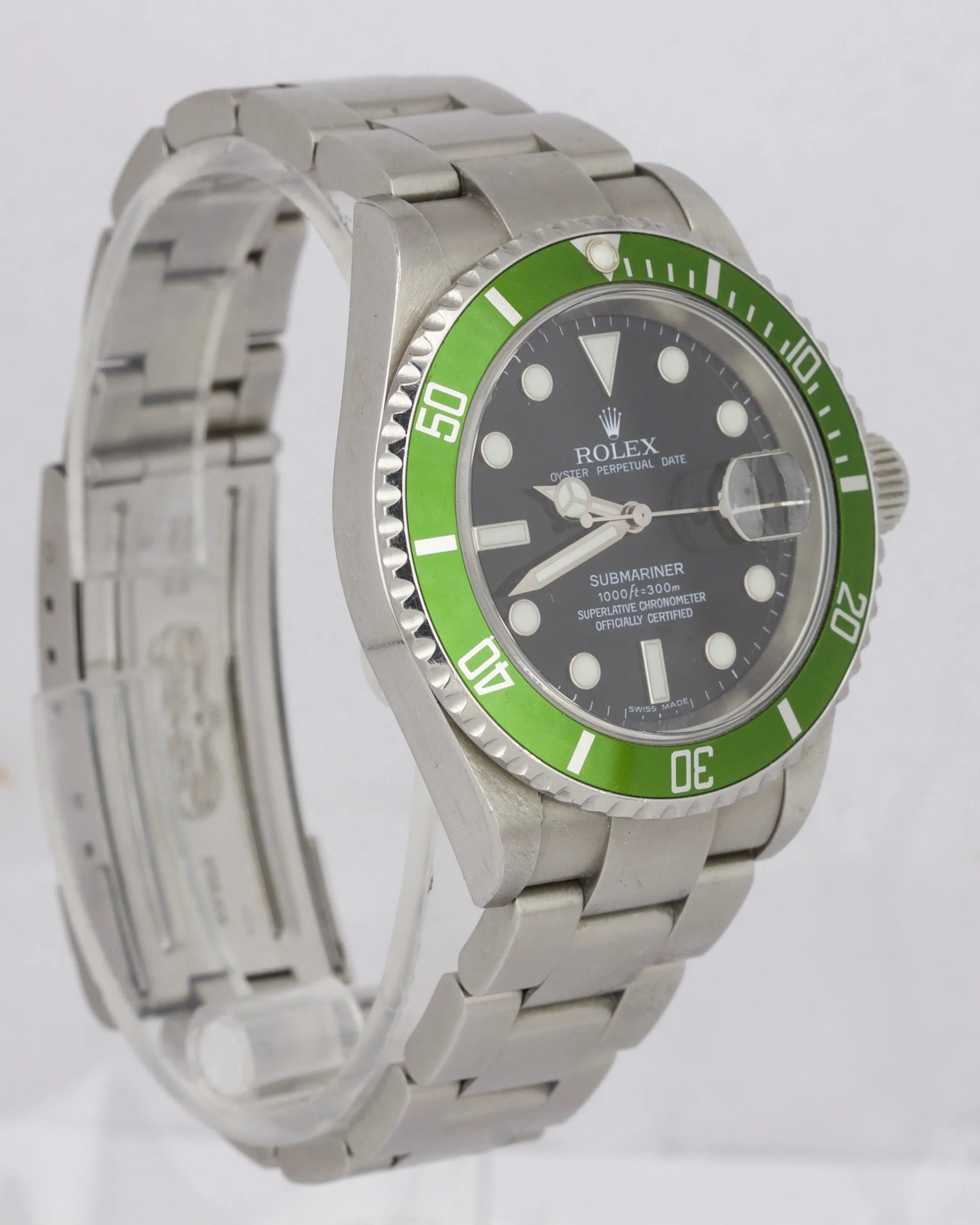 2008 UNPOLISHED Rolex Submariner Kermit Z Green 50th Anniversary 16610 LV Watch