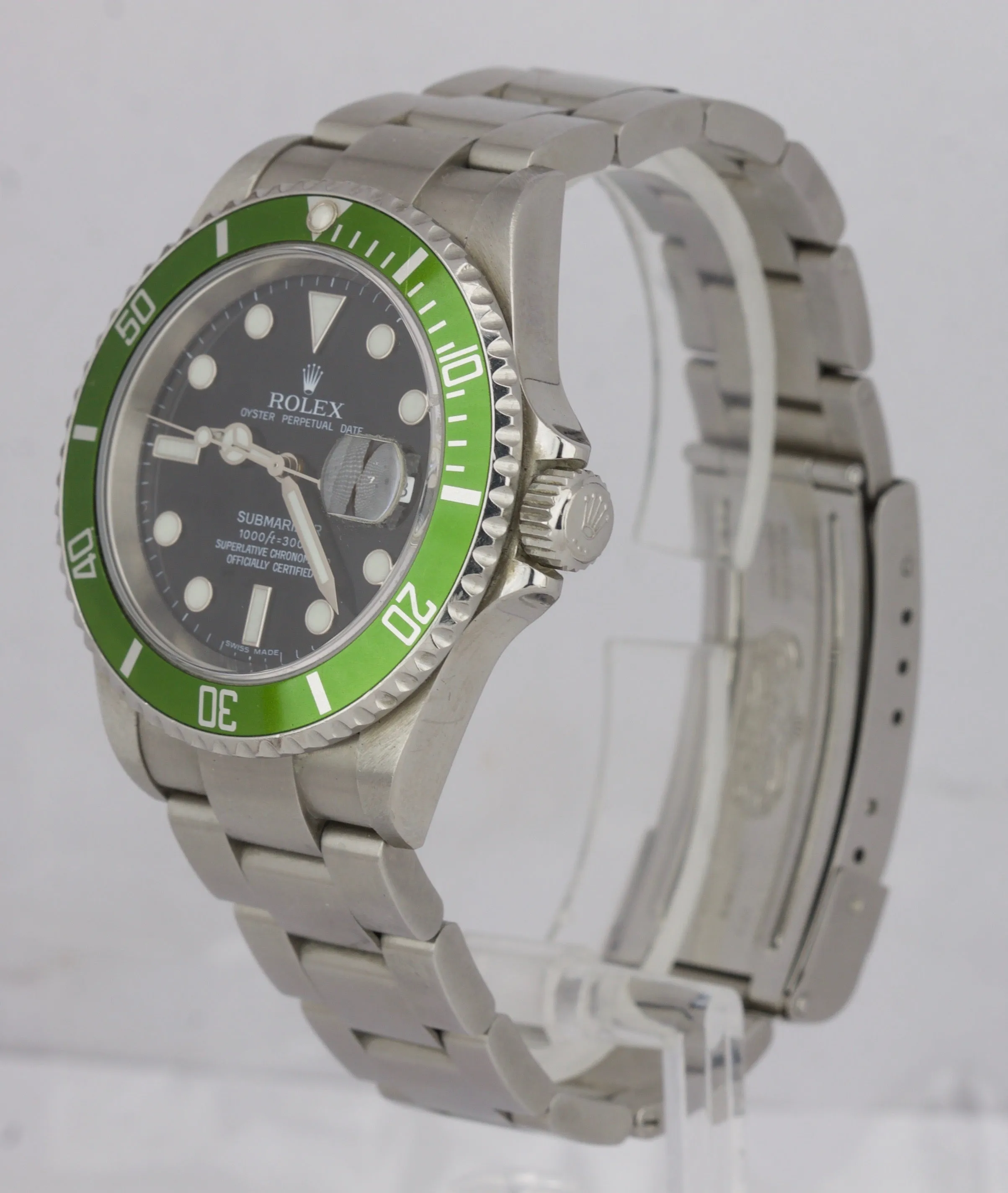 2008 UNPOLISHED Rolex Submariner Kermit Z Green 50th Anniversary 16610 LV Watch
