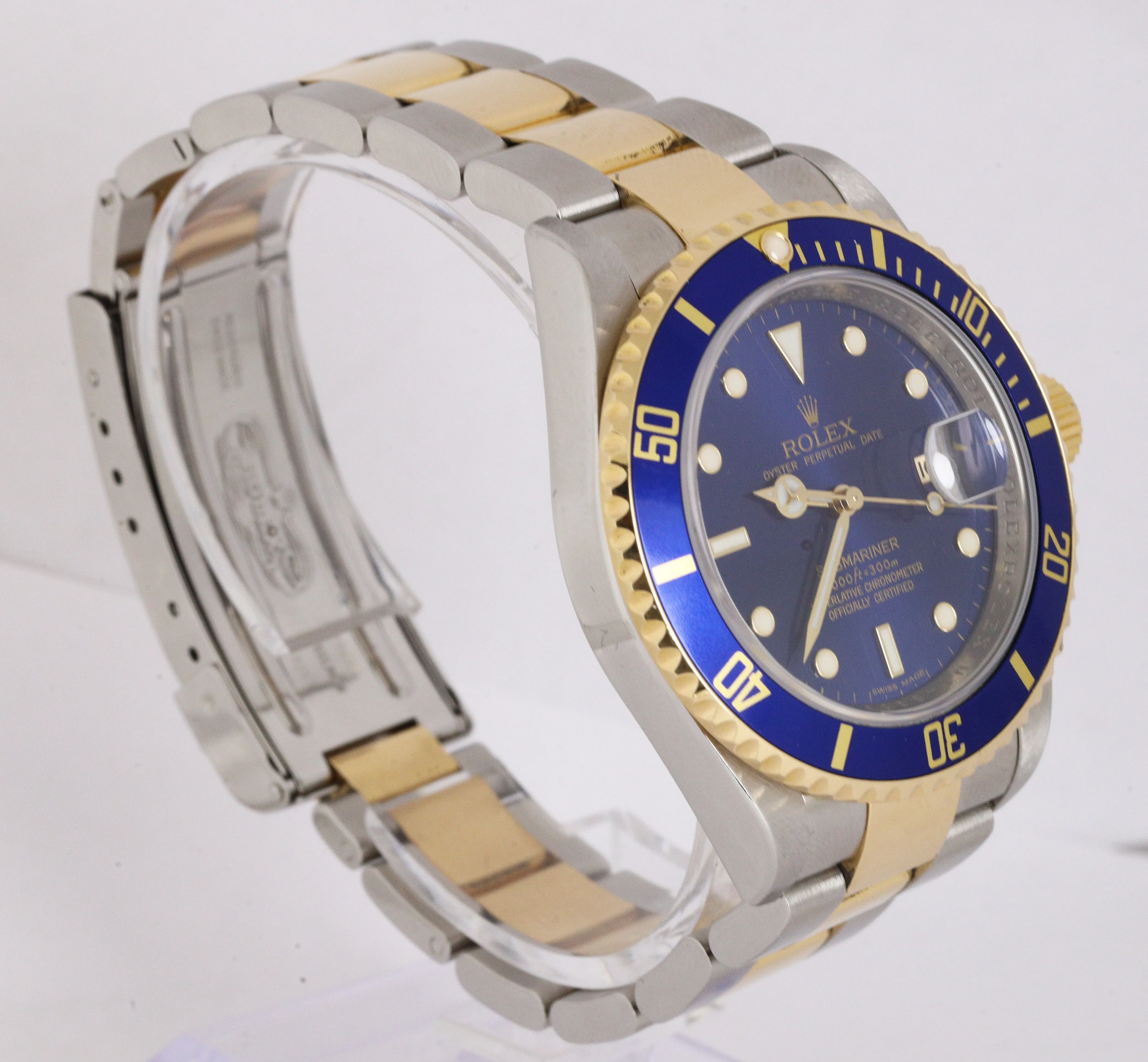 2009 ENGRAVED REHAUT Rolex Submariner Date BLUESY 16613 FULL SET Two-Tone Blue