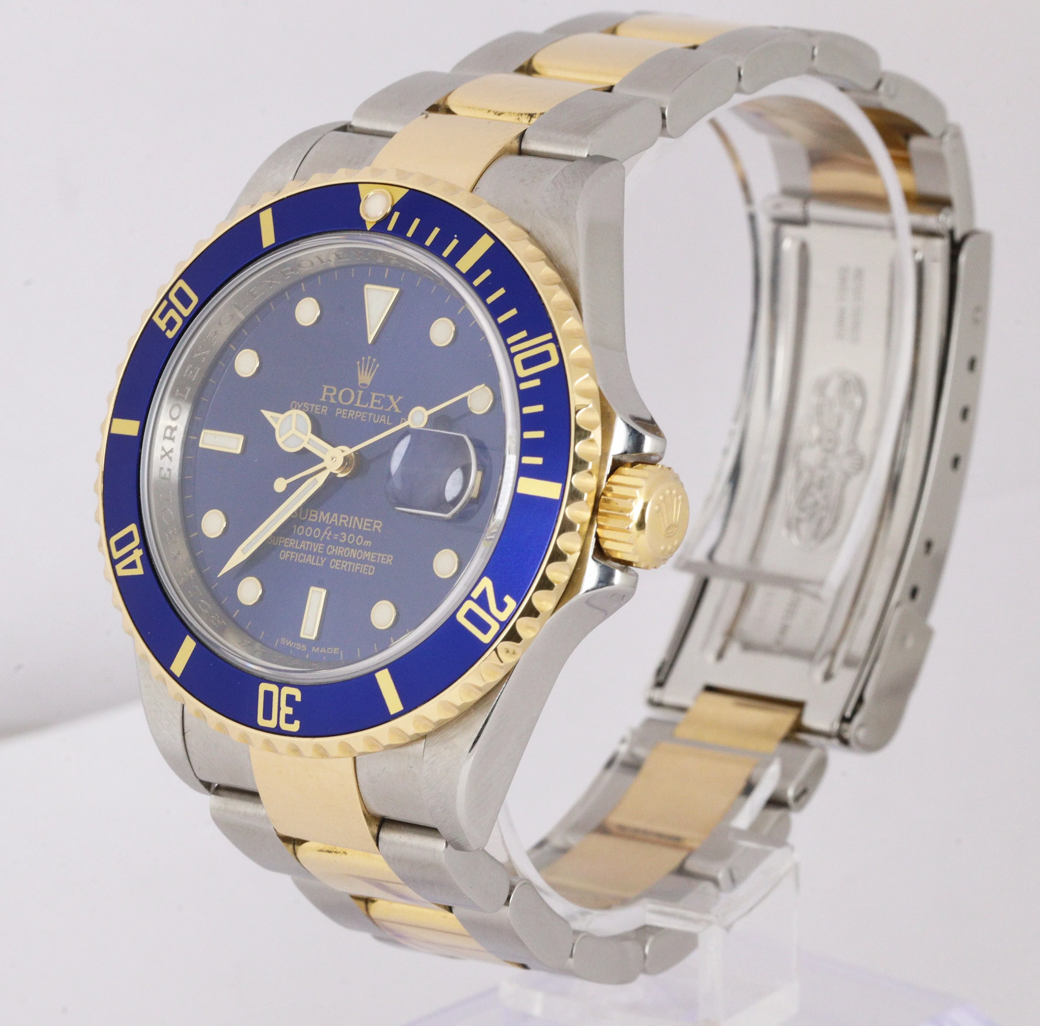 2009 ENGRAVED REHAUT Rolex Submariner Date BLUESY 16613 FULL SET Two-Tone Blue