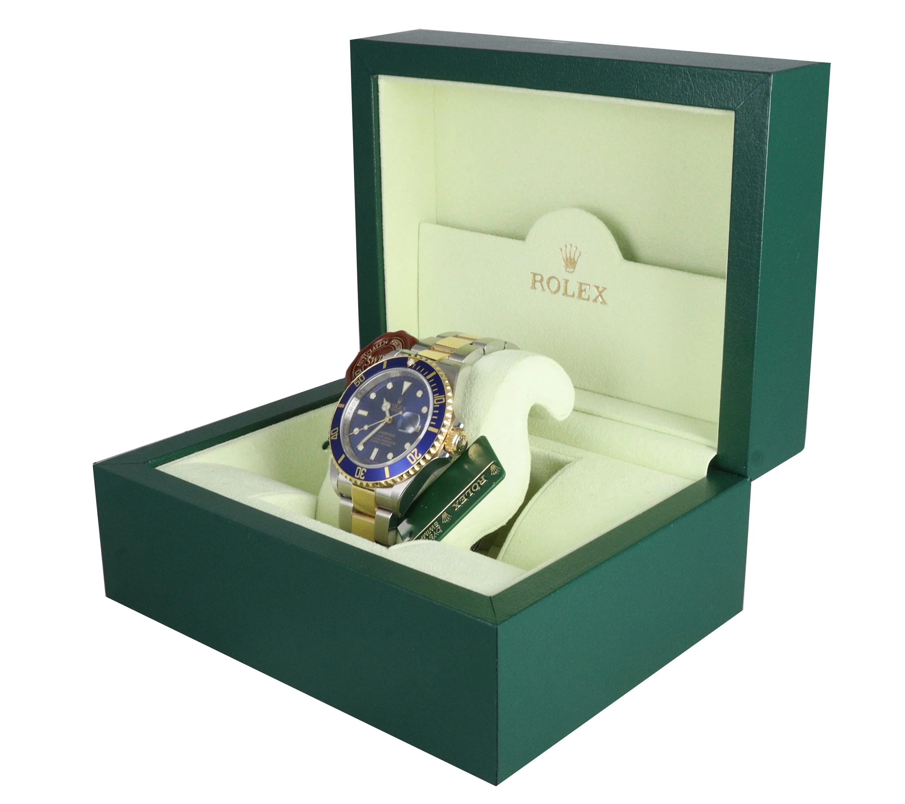2009 ENGRAVED REHAUT Rolex Submariner Date BLUESY 16613 FULL SET Two-Tone Blue