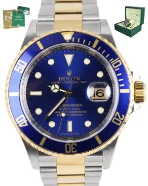 2009 ENGRAVED REHAUT Rolex Submariner Date BLUESY 16613 FULL SET Two-Tone Blue
