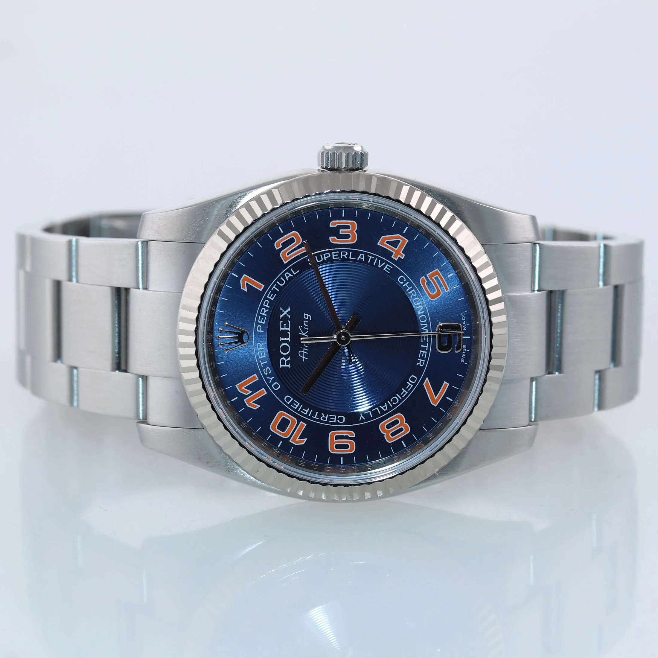 2011 PAPERS Rolex Air-King Oyster Perpetual Blue Concentric Steel 114234 Watch