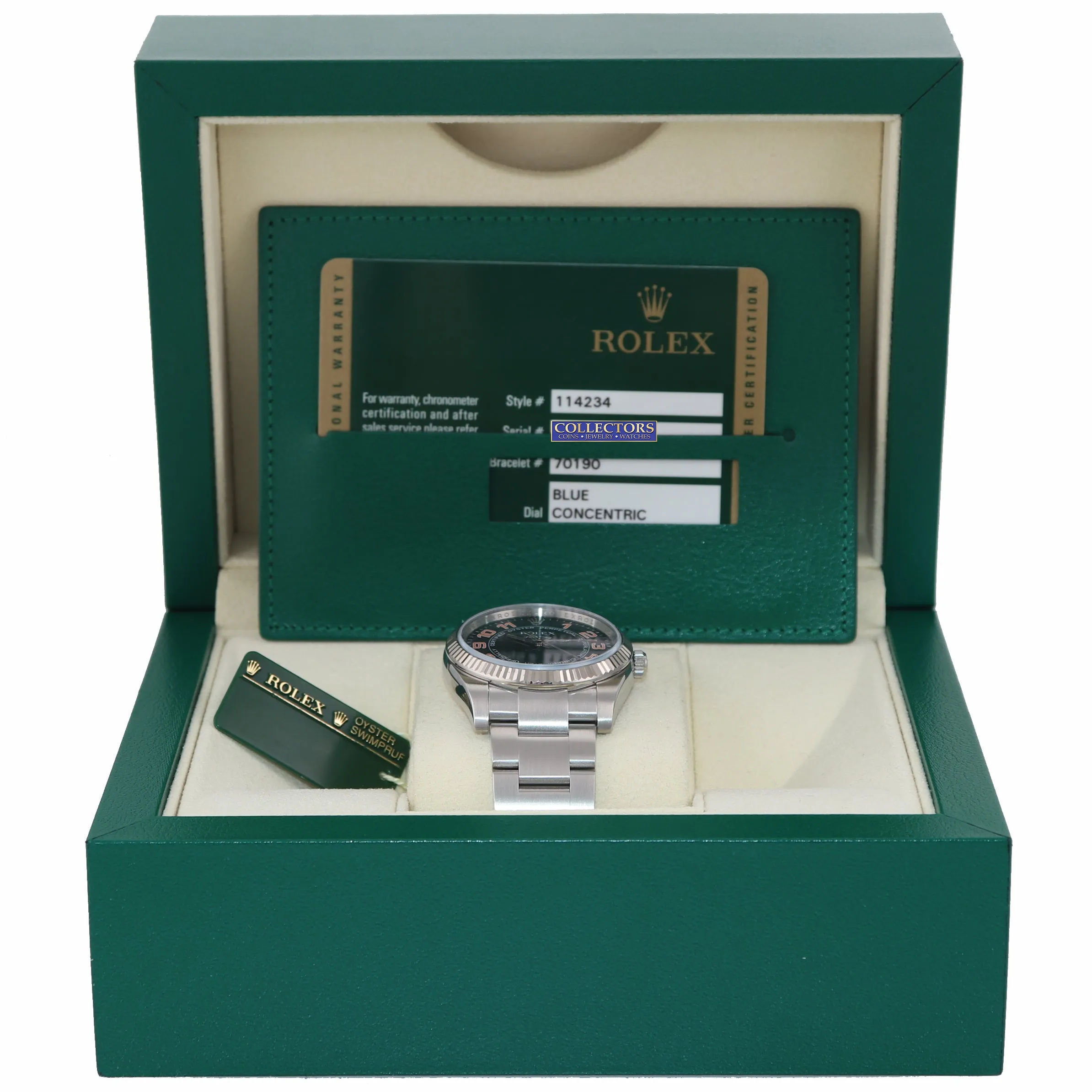 2011 PAPERS Rolex Air-King Oyster Perpetual Blue Concentric Steel 114234 Watch