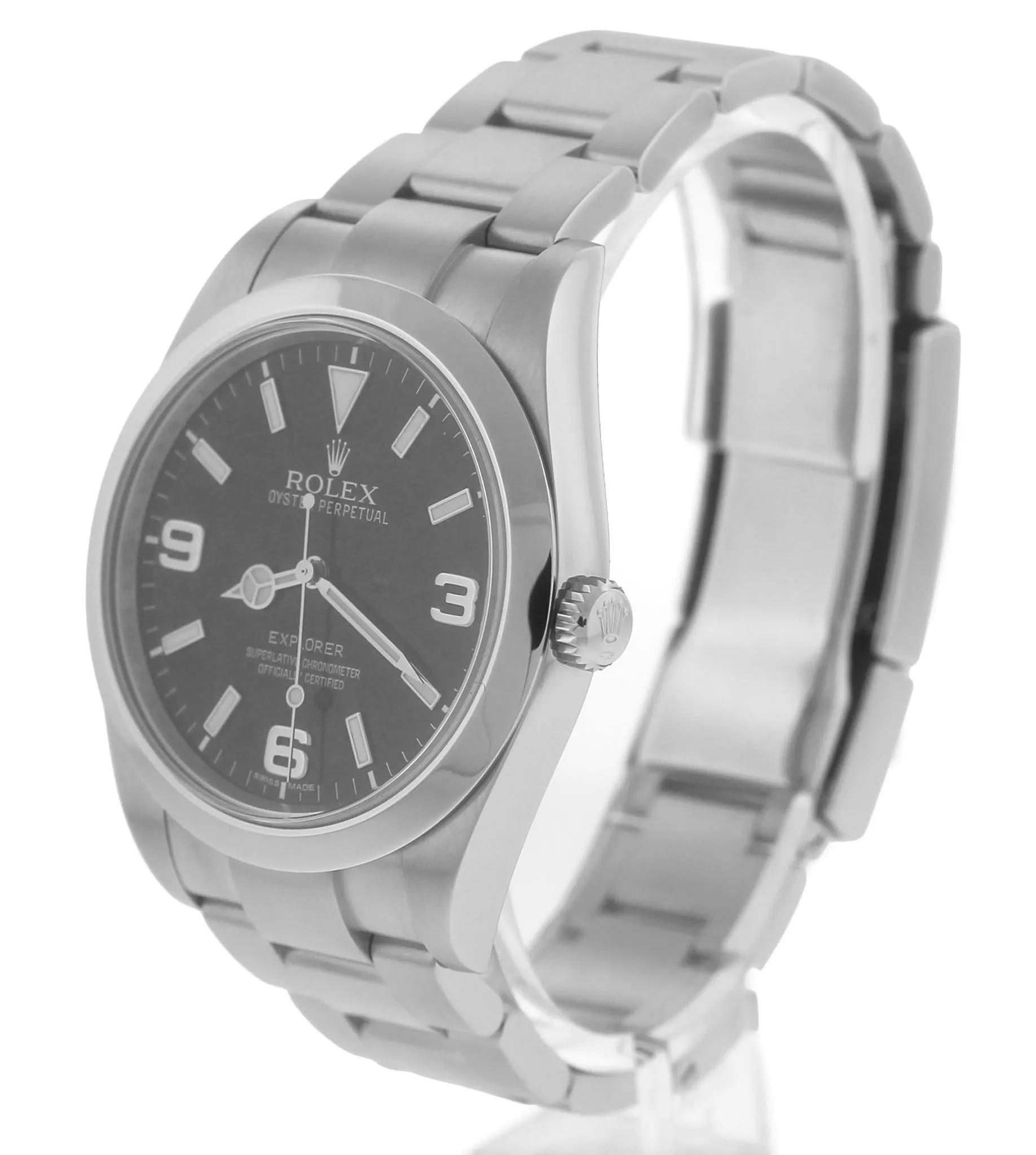 2012 Men's Rolex Explorer I Black 39mm Stainless Steel Swiss Oyster Watch 214270