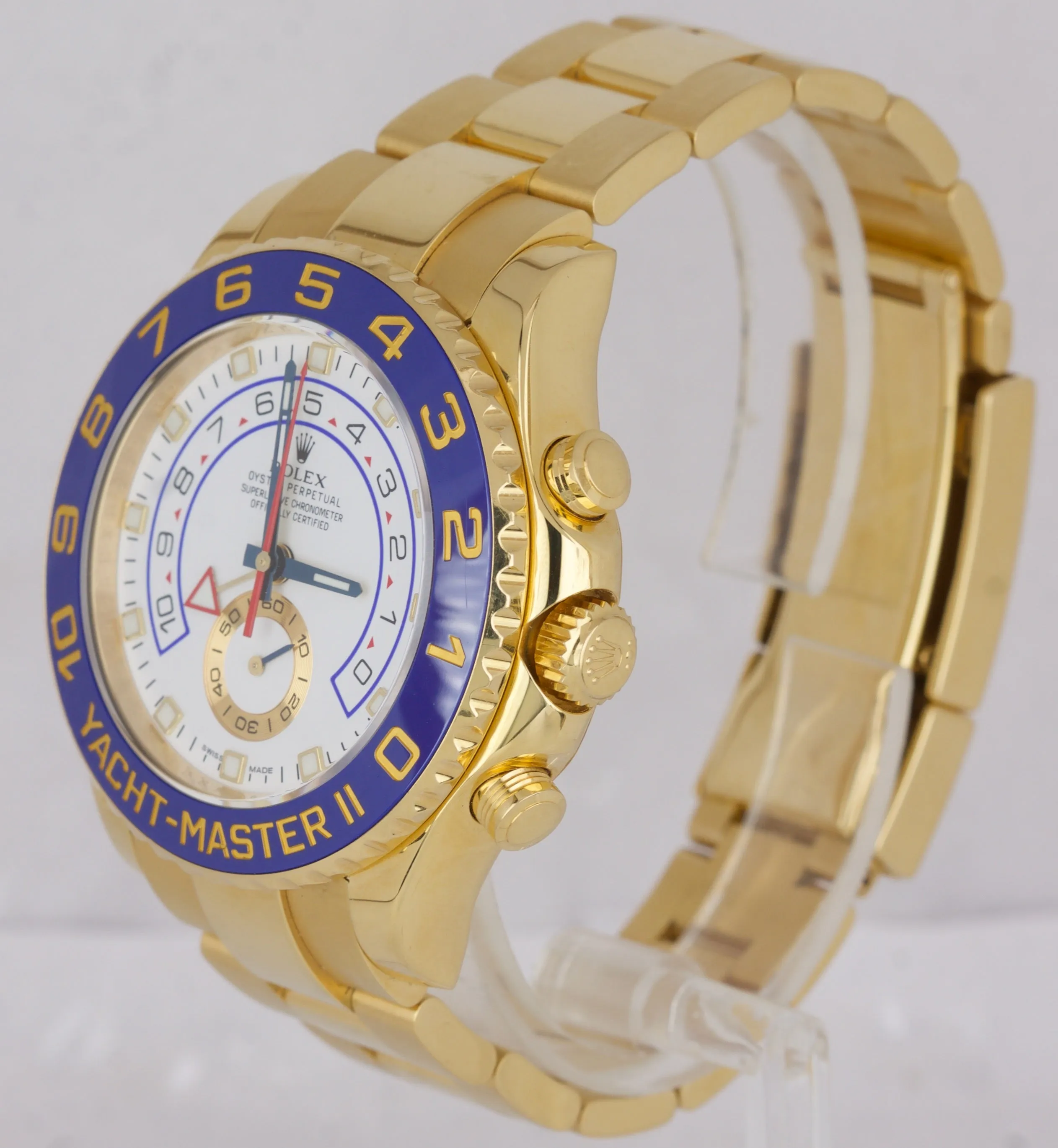 2014 BLUE HANDS Rolex Yacht-Master II 2 18K Yellow Gold Blue 116688 44mm Watch