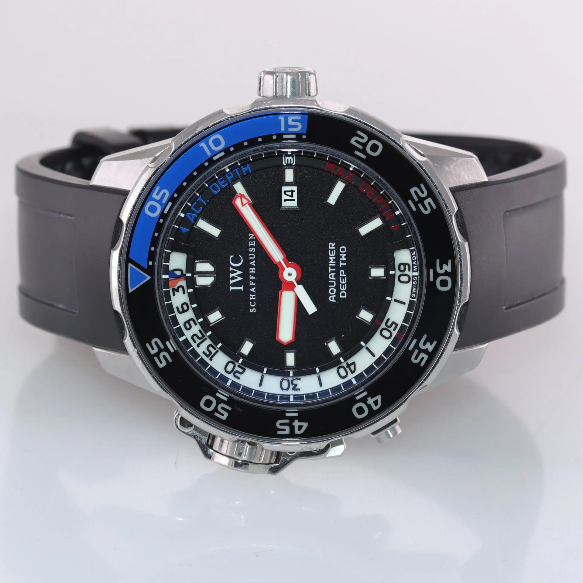 2015 PAPERS IWC Aquatimer Deep Two 3547-02 IW354702 Steel Black Blue 46mm Watch