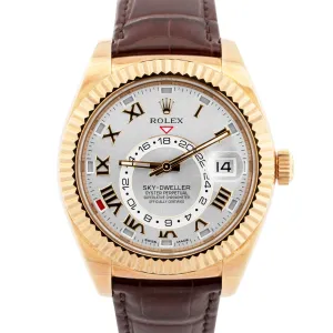 2017 PAPERS Rolex Sky-Dweller 42mm 18K Yellow Gold SILVER ROMAN 326138 Watch BOX