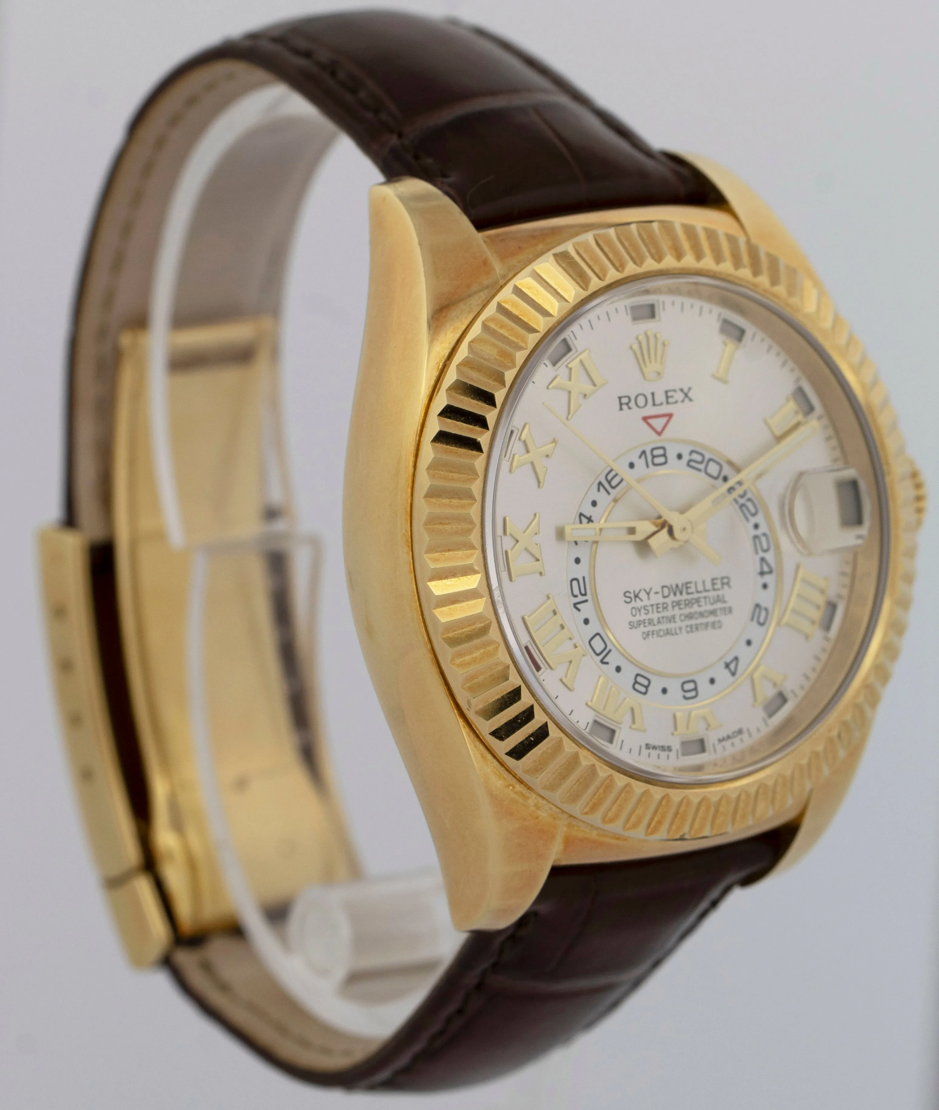2017 PAPERS Rolex Sky-Dweller 42mm 18K Yellow Gold SILVER ROMAN 326138 Watch BOX