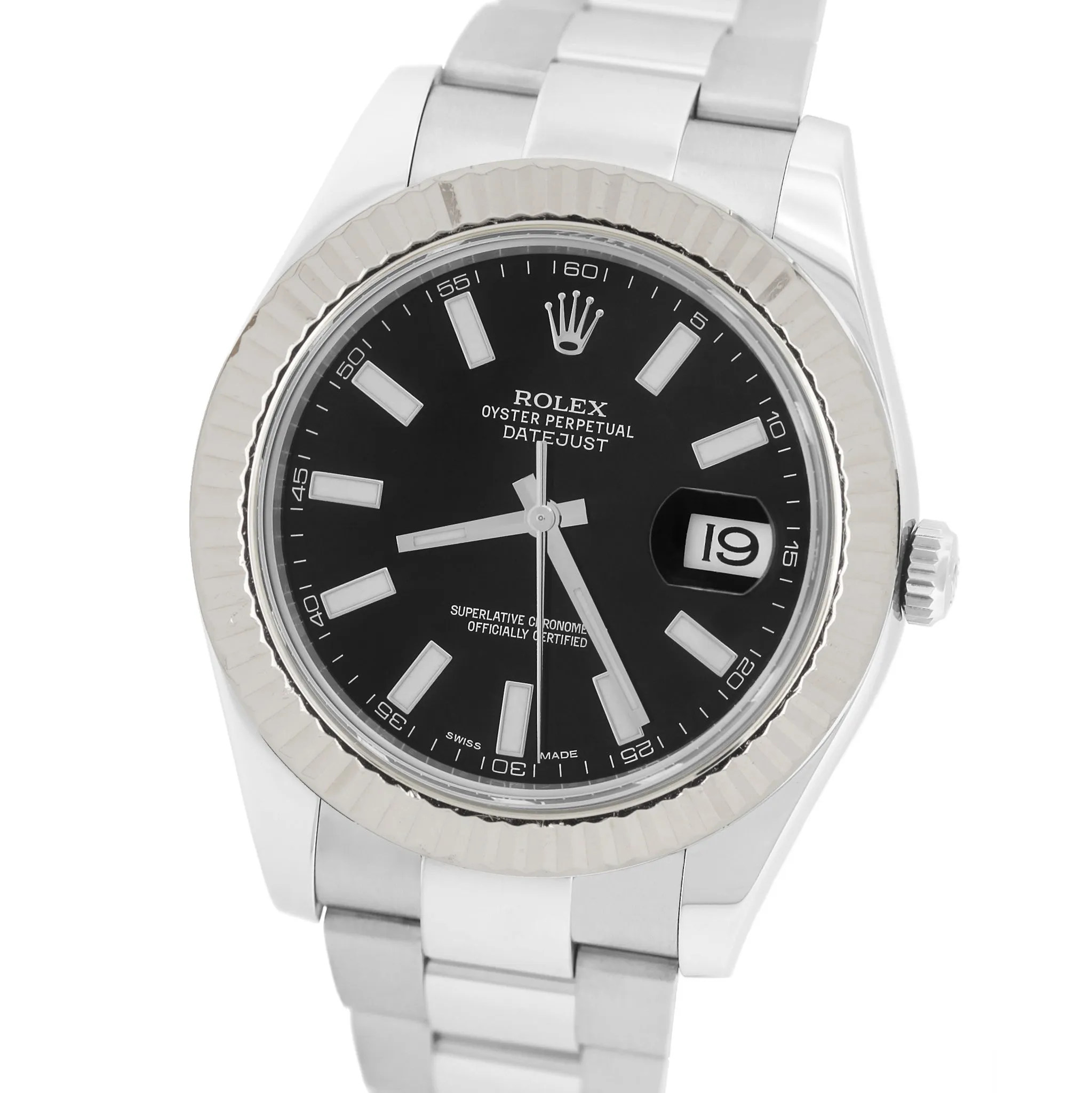 2017 Rolex Datejust II 2 Black Stainless Steel 41mm 18K White Gold Watch 116334