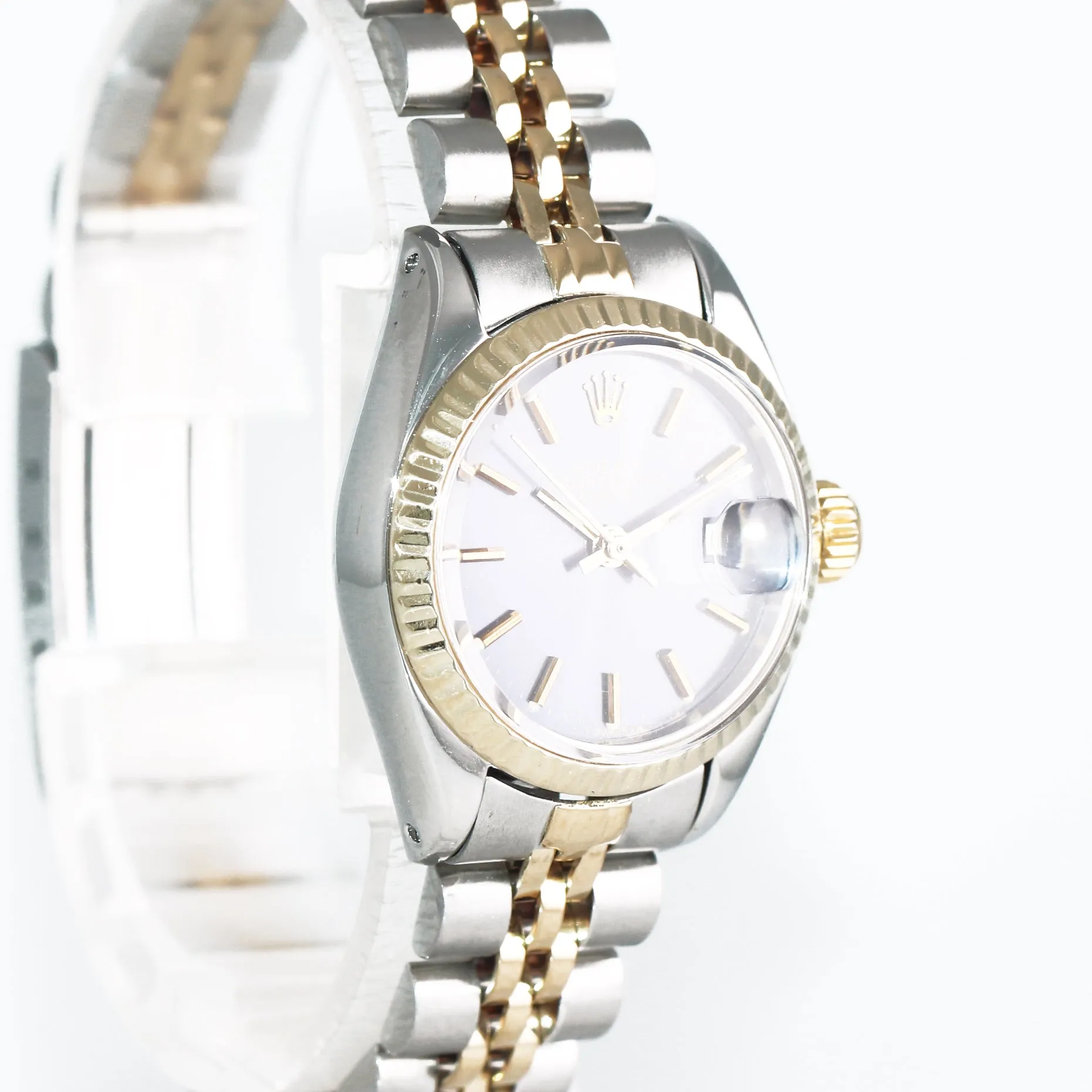 2019 Service Ladies Rolex 26mm 6917 Two Tone Gold Steel Blue Stick Dial Watch