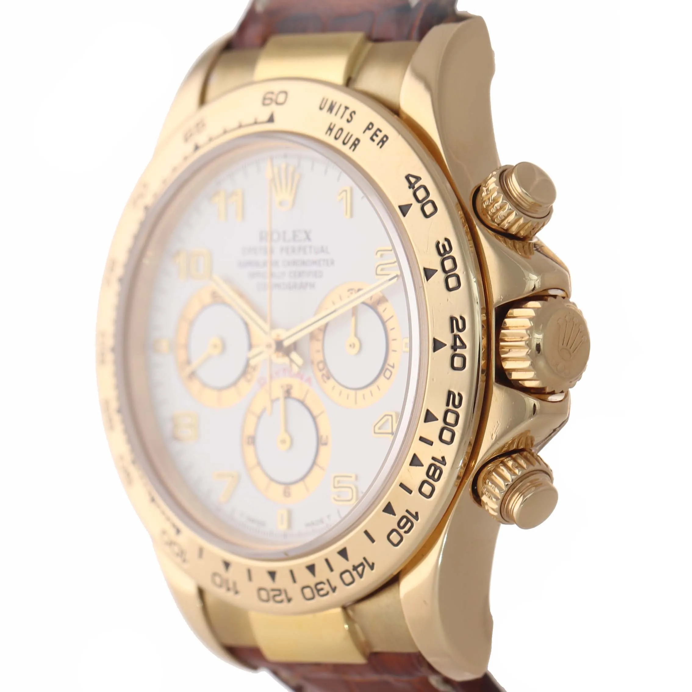 2019 SERVICE MINT Rolex Daytona Zenith 16518 White Arabic 18k Yellow Gold Watch