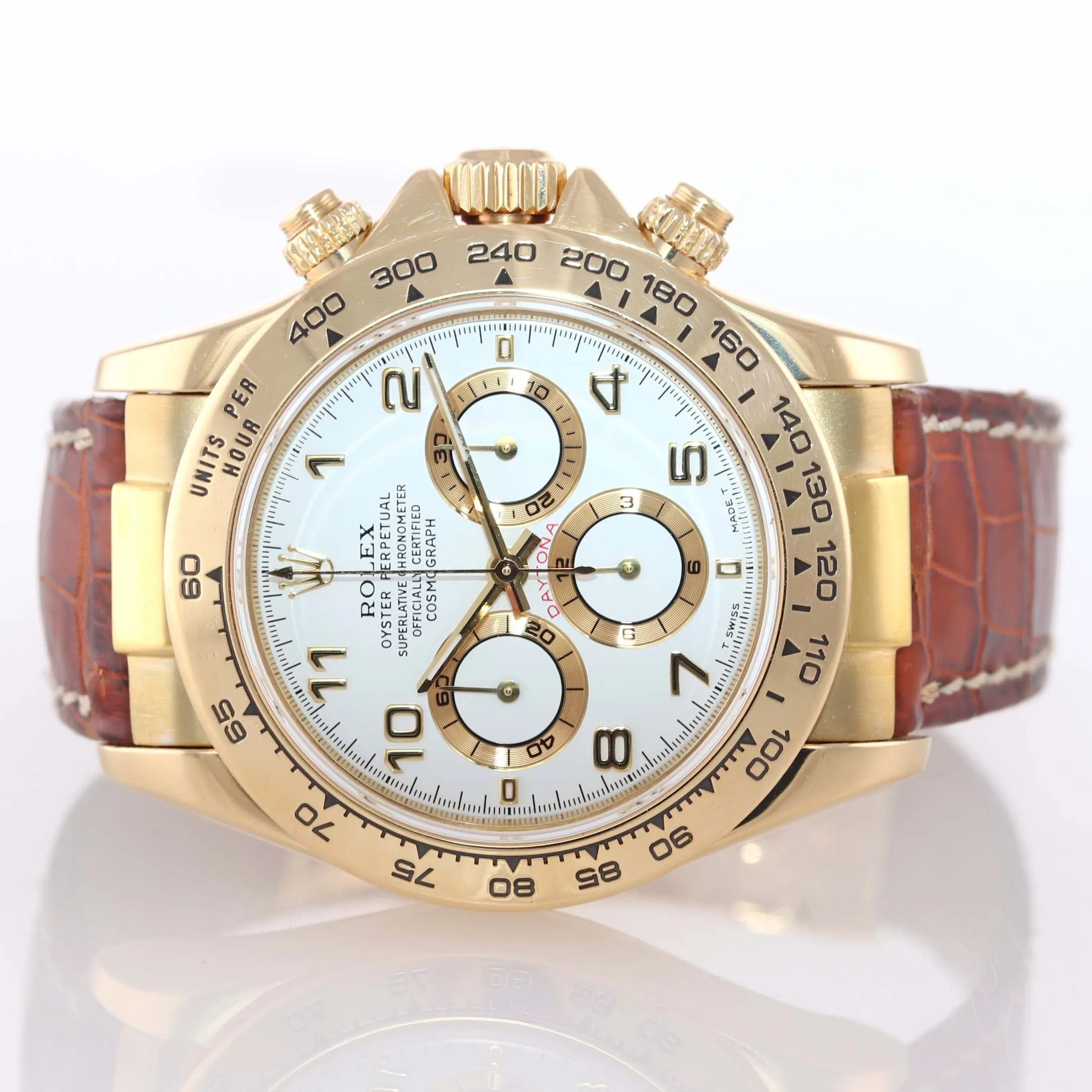 2019 SERVICE MINT Rolex Daytona Zenith 16518 White Arabic 18k Yellow Gold Watch