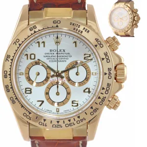 2019 SERVICE MINT Rolex Daytona Zenith 16518 White Arabic 18k Yellow Gold Watch