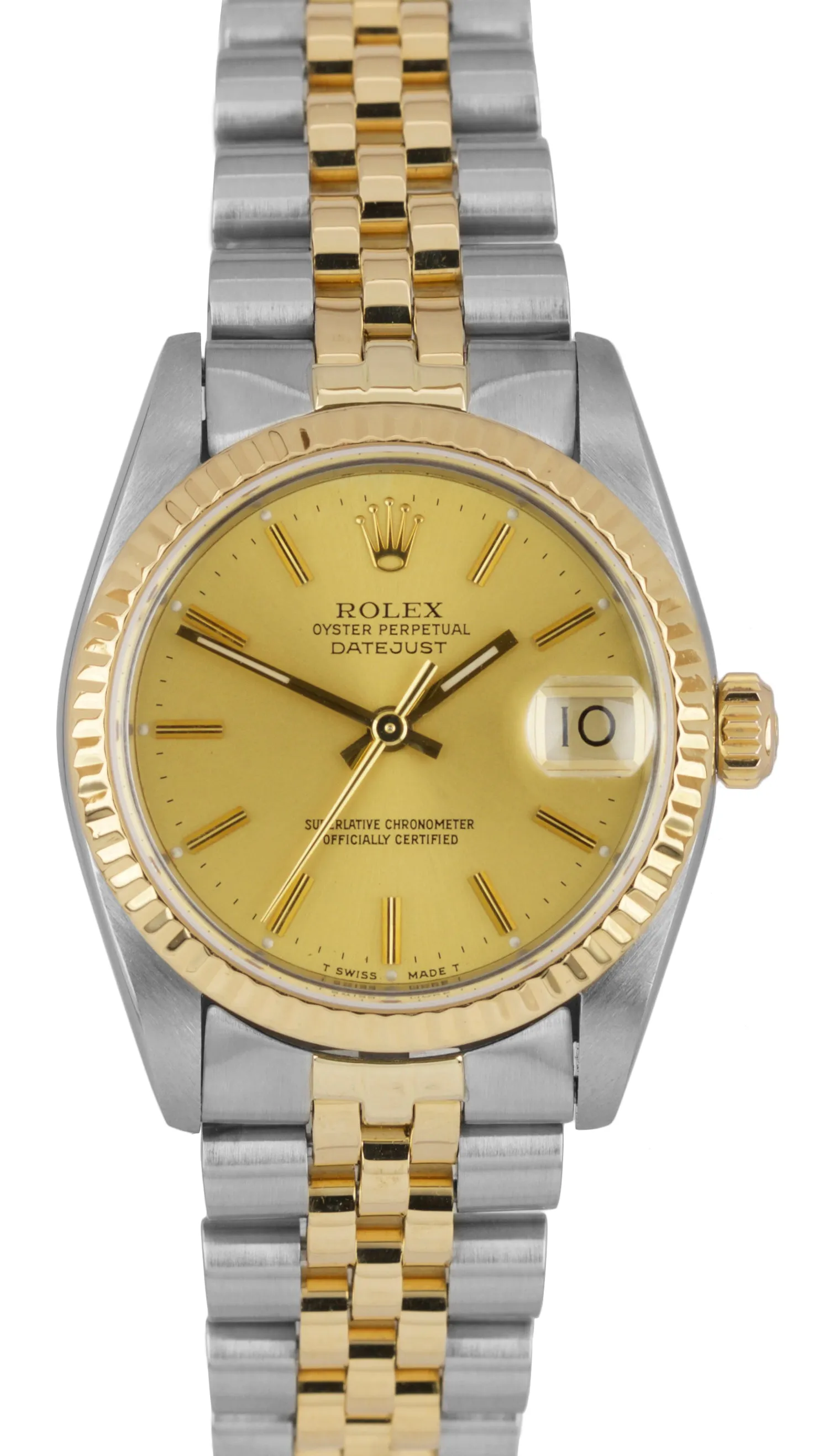 2019 SERVICED Rolex DateJust 31mm Midsize TwoTone 18K Gold 68273 Champagne Watch