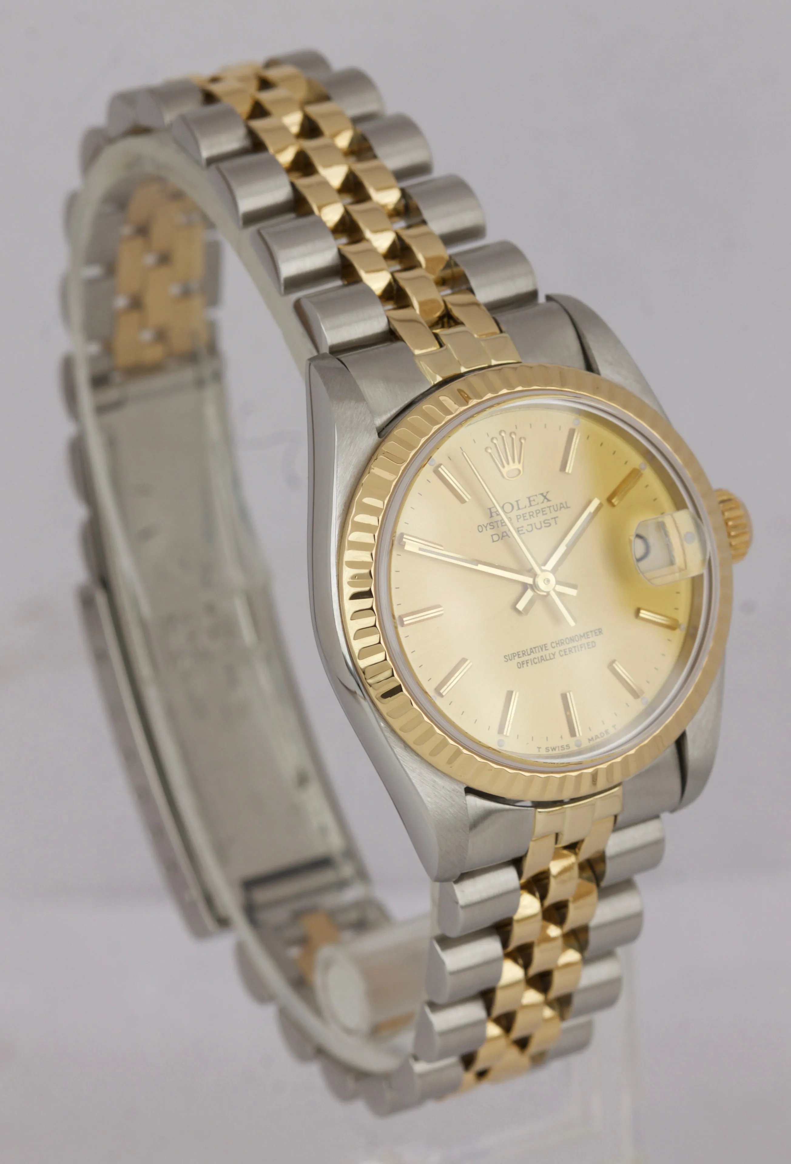 2019 SERVICED Rolex DateJust 31mm Midsize TwoTone 18K Gold 68273 Champagne Watch