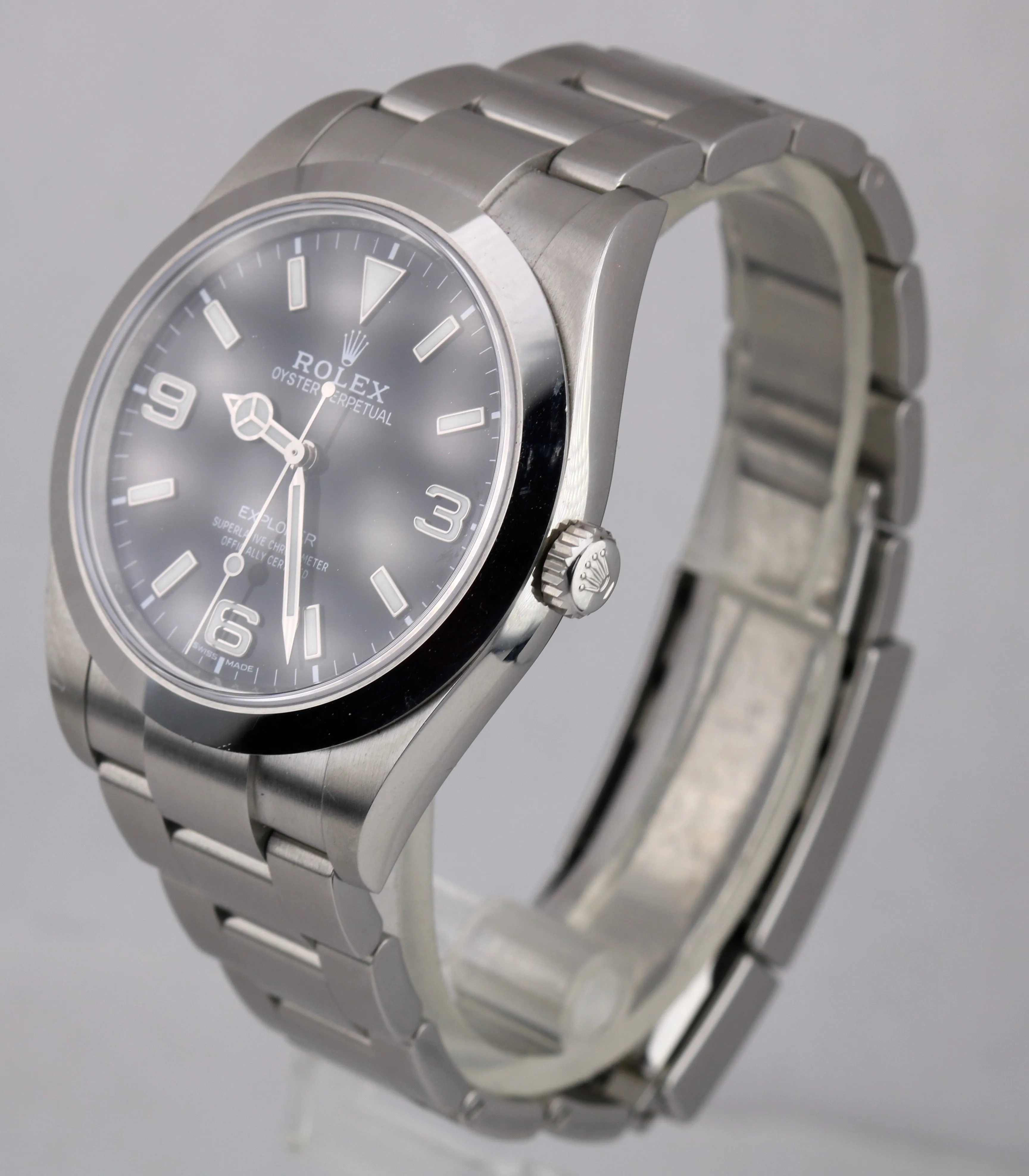 2019 UNPOLISHED Rolex Explorer I Black 3-6-9 FULL LUME 39mm 214270 Steel Watch