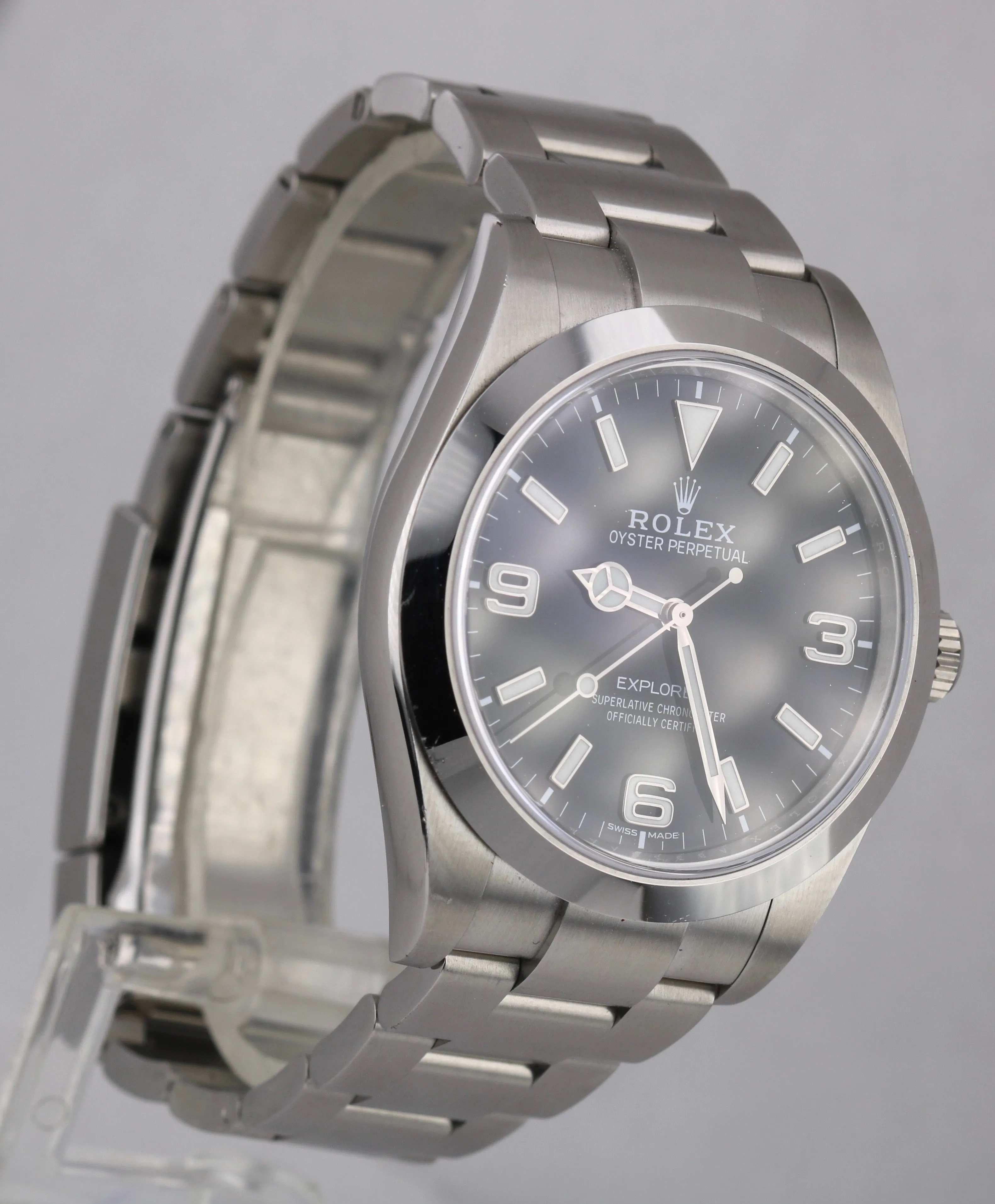 2019 UNPOLISHED Rolex Explorer I Black 3-6-9 FULL LUME 39mm 214270 Steel Watch