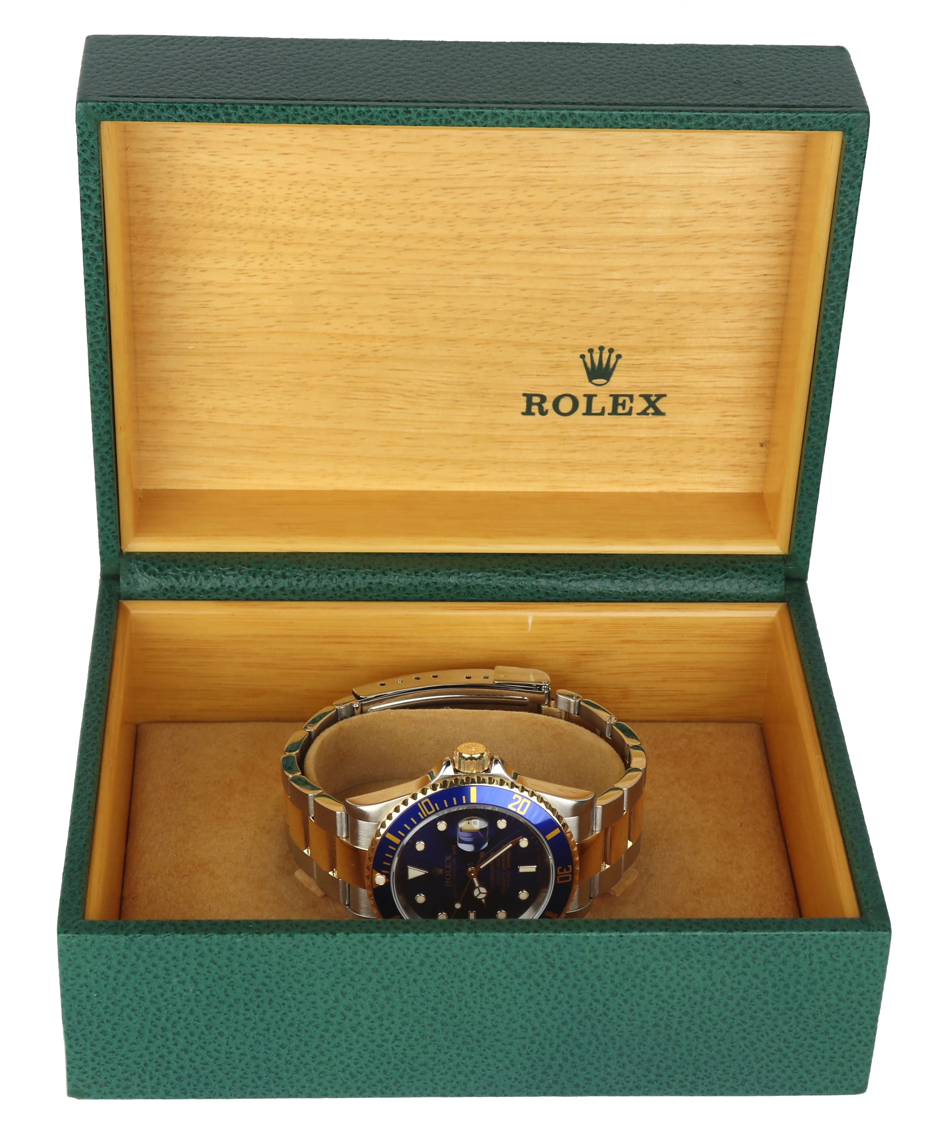 2020 ROLEX SERVICE RSC Submariner Date Blue 16613 Two-Tone 18K Gold No-Holes SEL