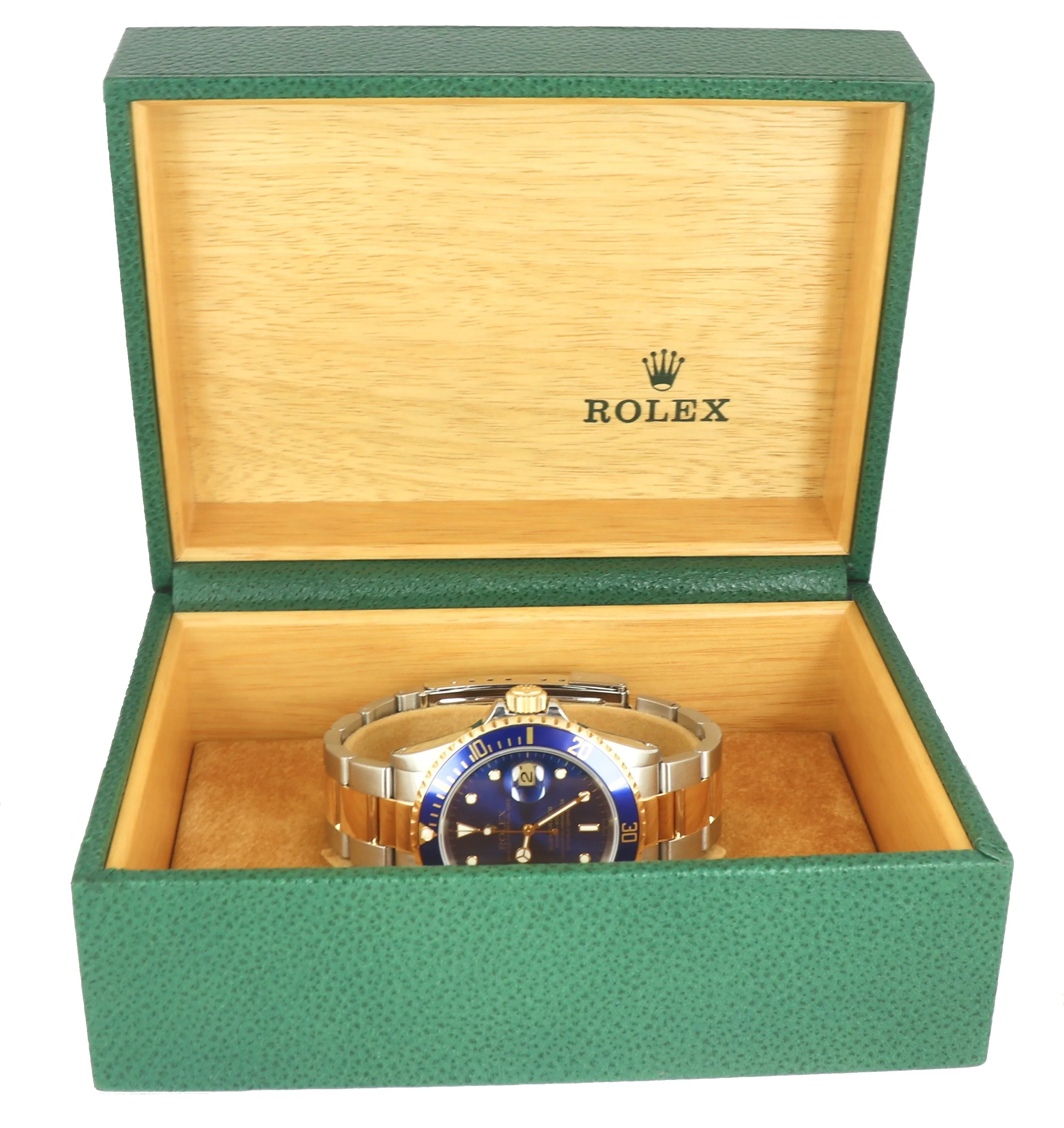 2020 ROLEX SERVICE Submariner SWISS ONLY Date Blue 16613 Two-Tone 18K Gold 1999