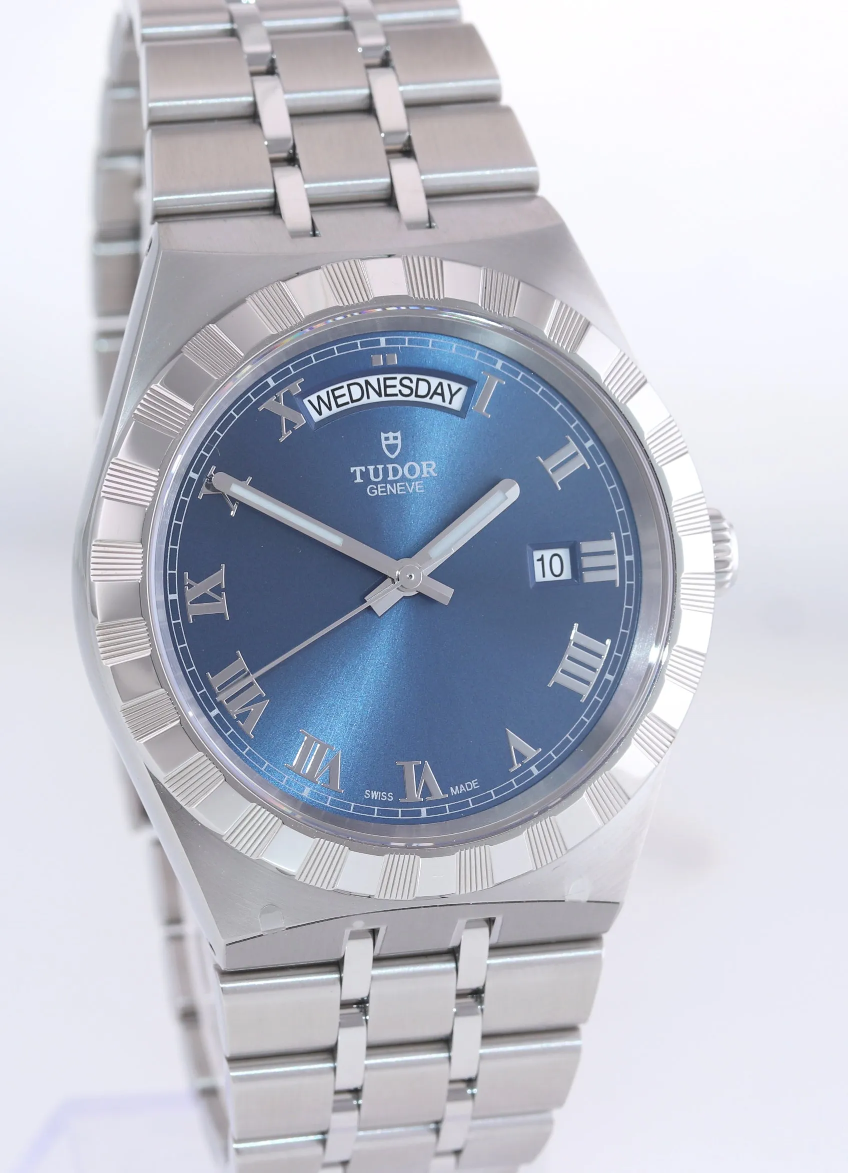 2021 PAPERS Tudor Royal Day Date 28600 Blue Roman 41mm Steel Watch